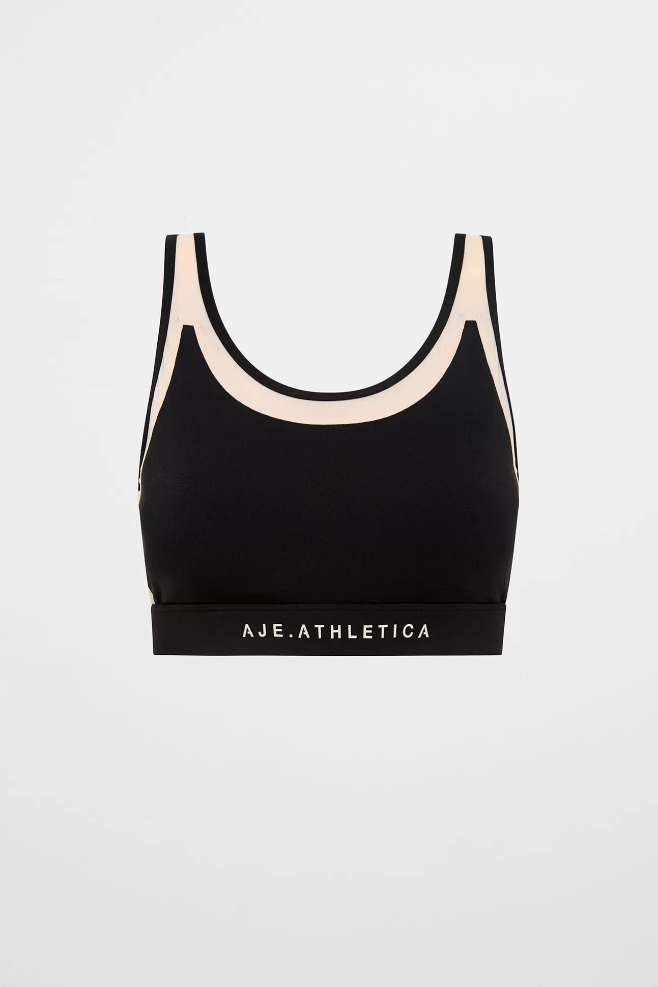 Aje ATHLETICA Mesh Racer Bra 365 Black Light Blush New