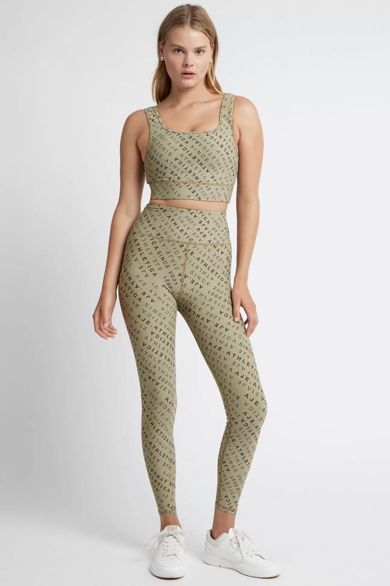 Aje ATHLETICA Monogram High Rise 7/8 Legging 203 Sage/Forest Green Best