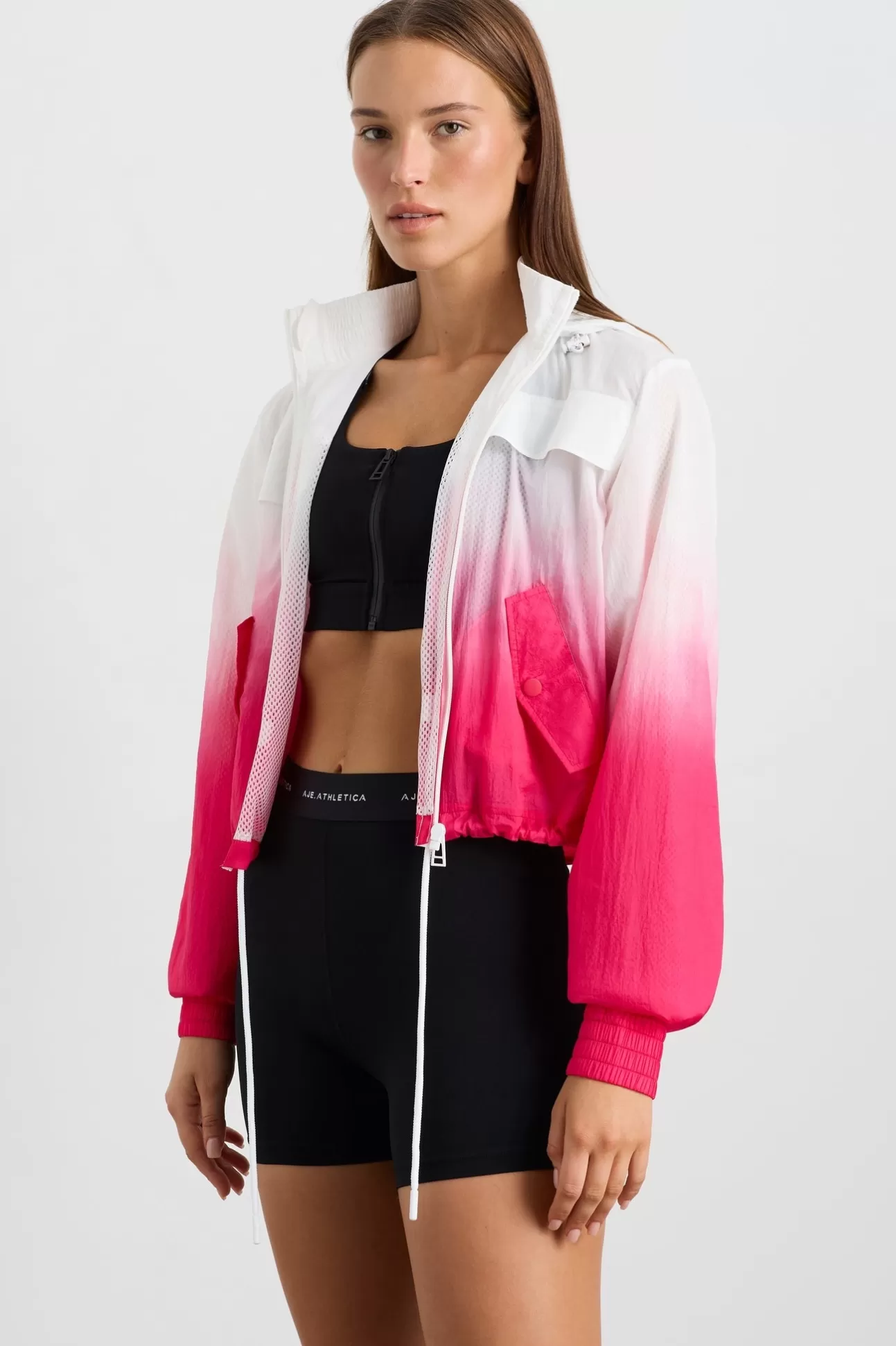 Aje ATHLETICA Ombre Hooded Spray Jacket 716 Ombre Pink Flash Sale