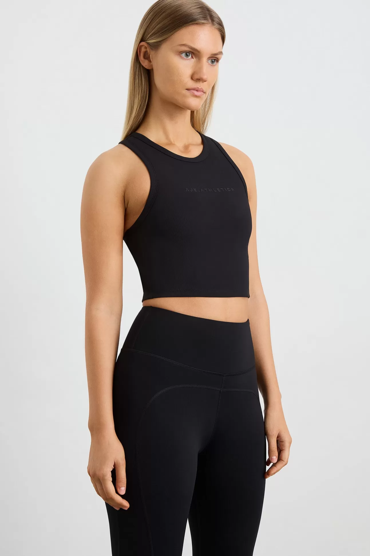 Aje ATHLETICA Ottoman Rib Tank 135 Black Discount