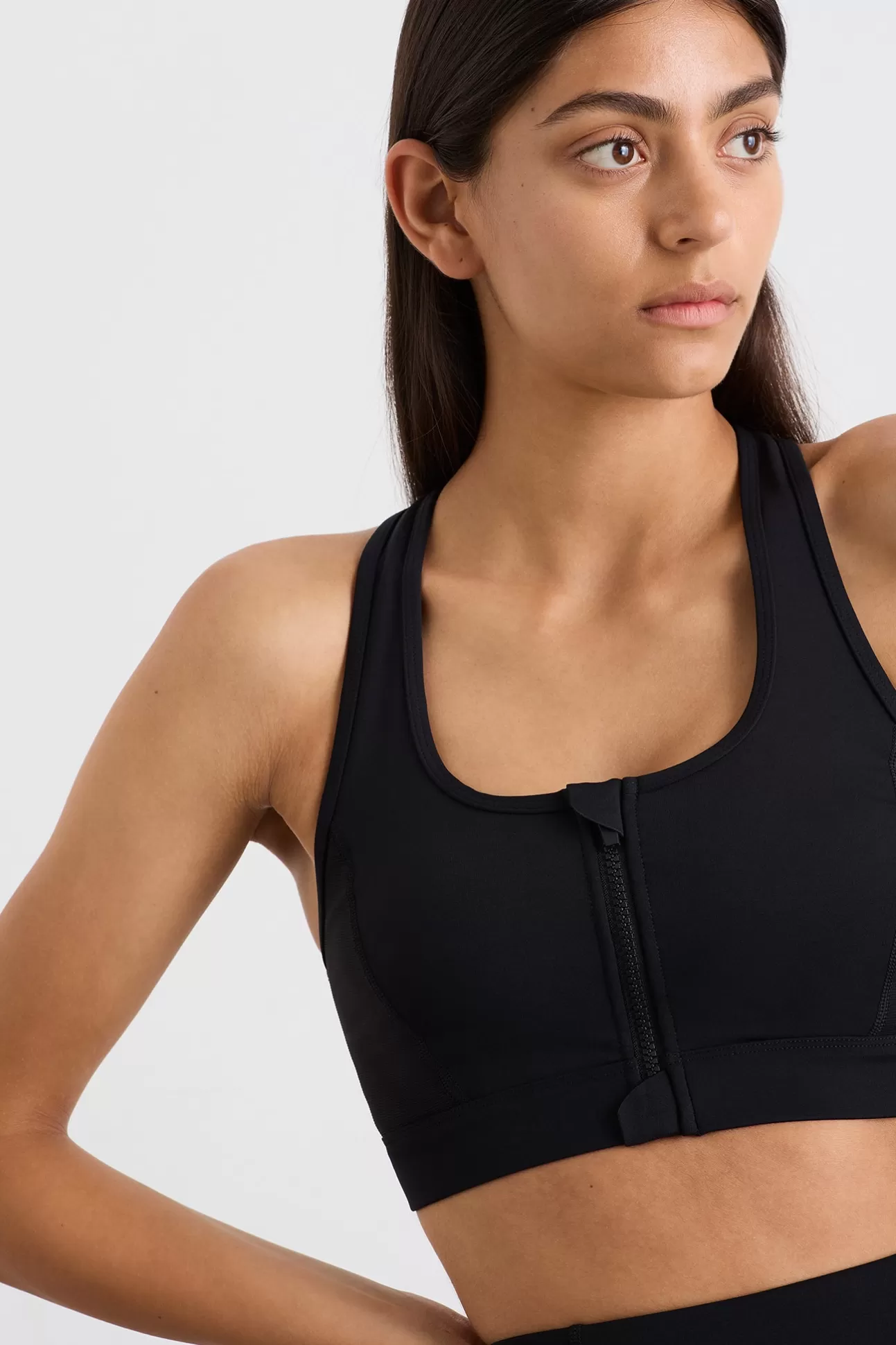 Aje ATHLETICA Ottoman Zip Front Bra 329 Black Sale