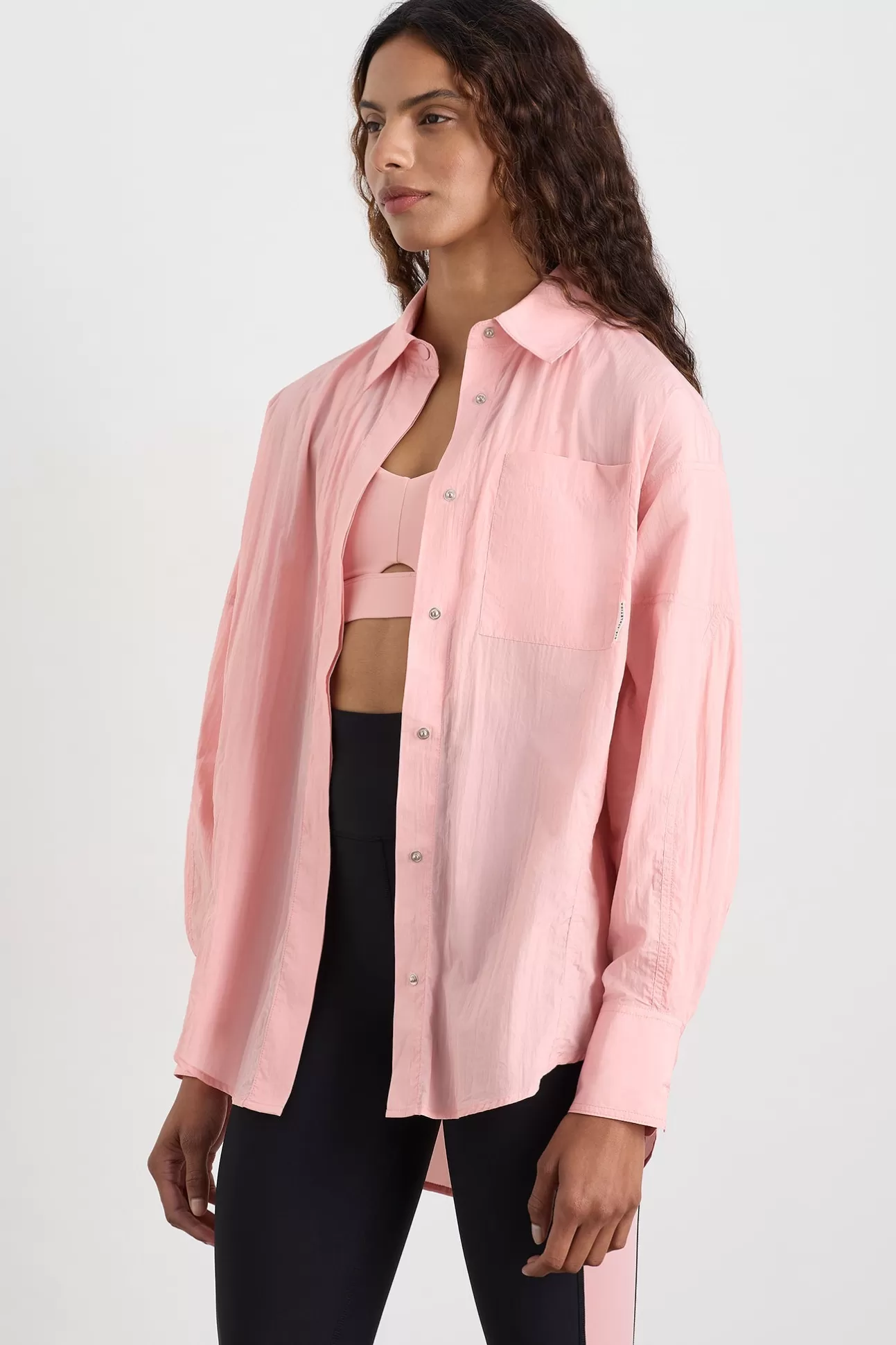 Aje ATHLETICA Panelled Batwing Shirt 406 Millennial Pink New