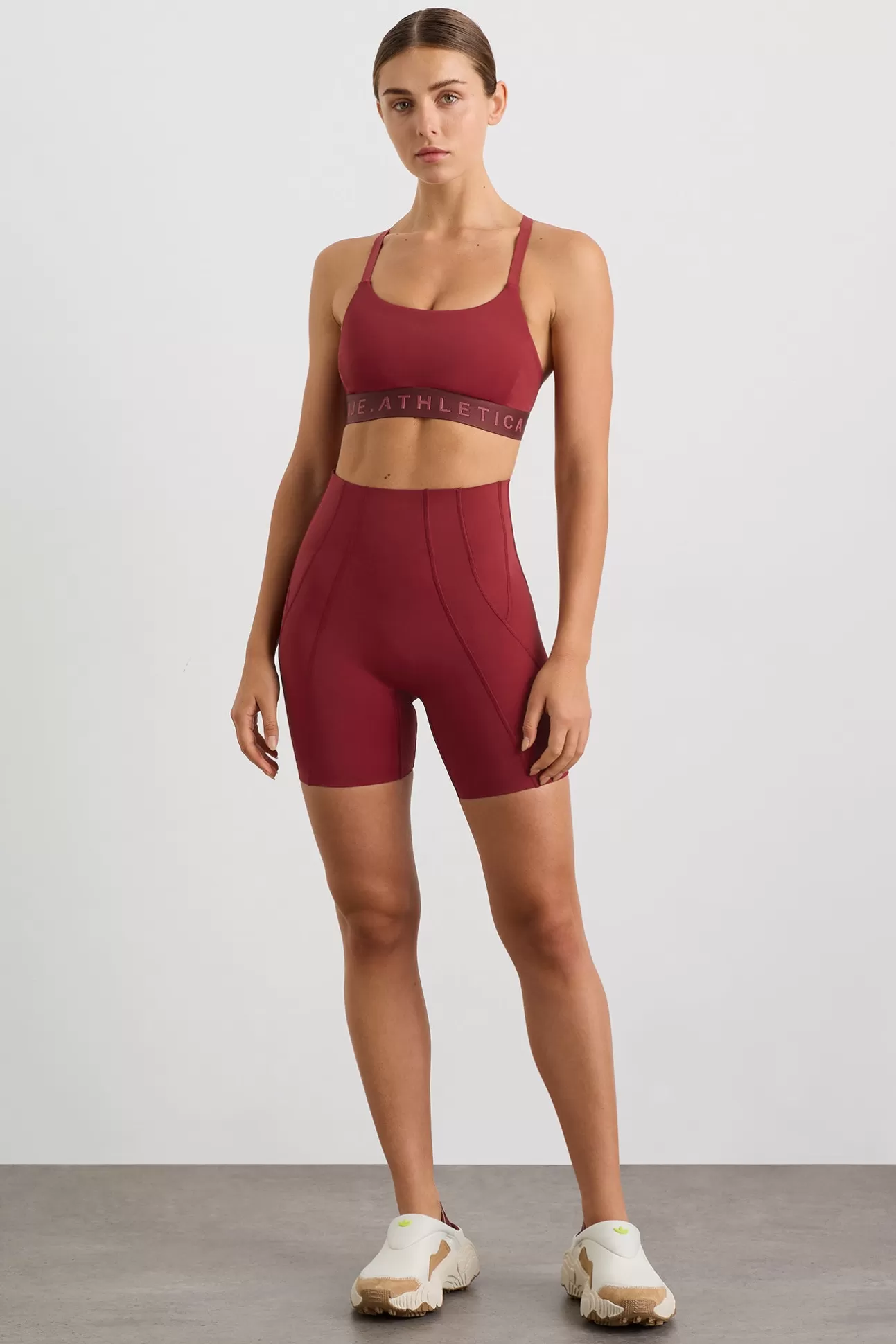 Aje ATHLETICA Panelled Bike Shorts 615 Plum Red Cheap