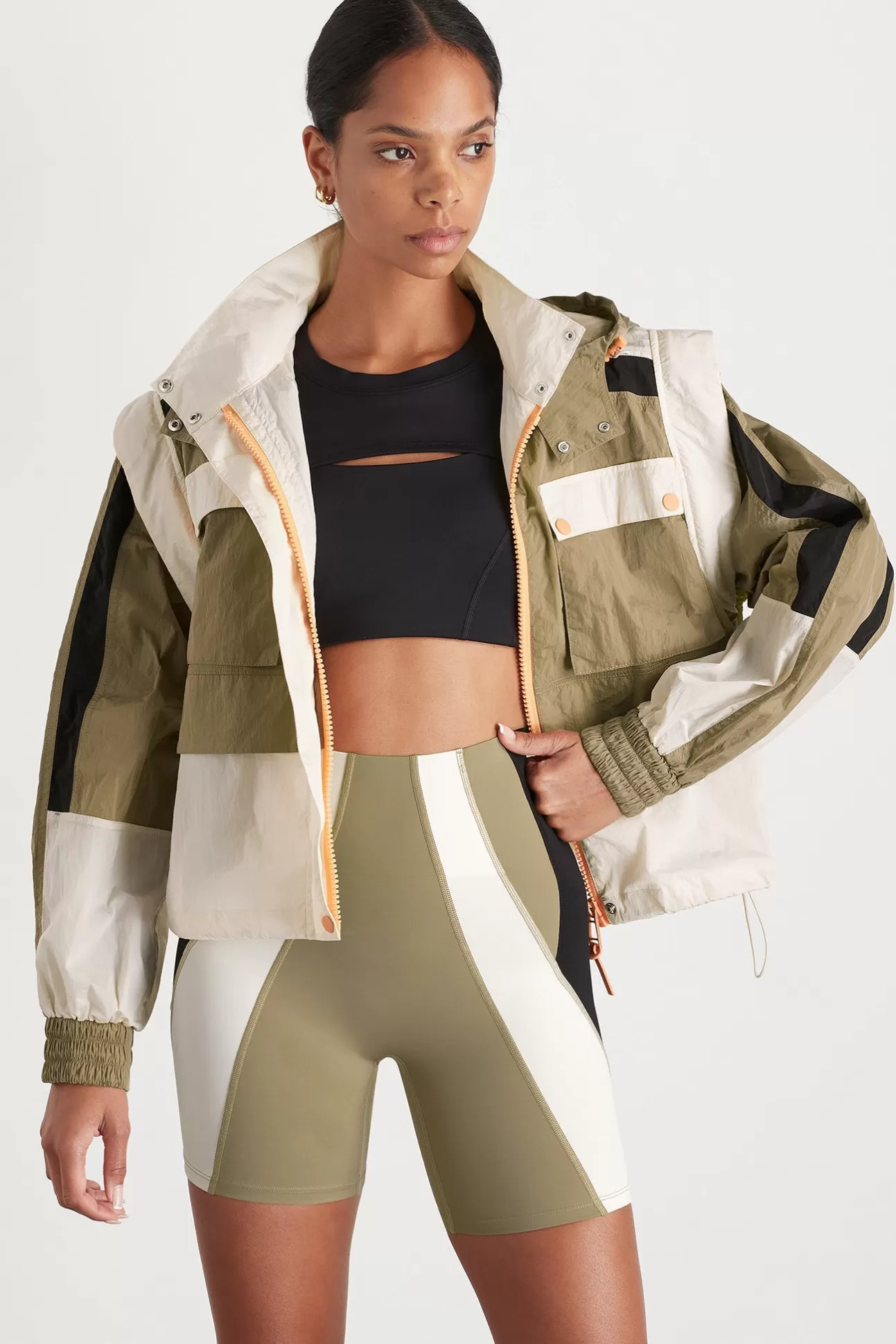 Aje ATHLETICA Panelled Hybrid Jacket 748 Soft Khaki-Multi Hot