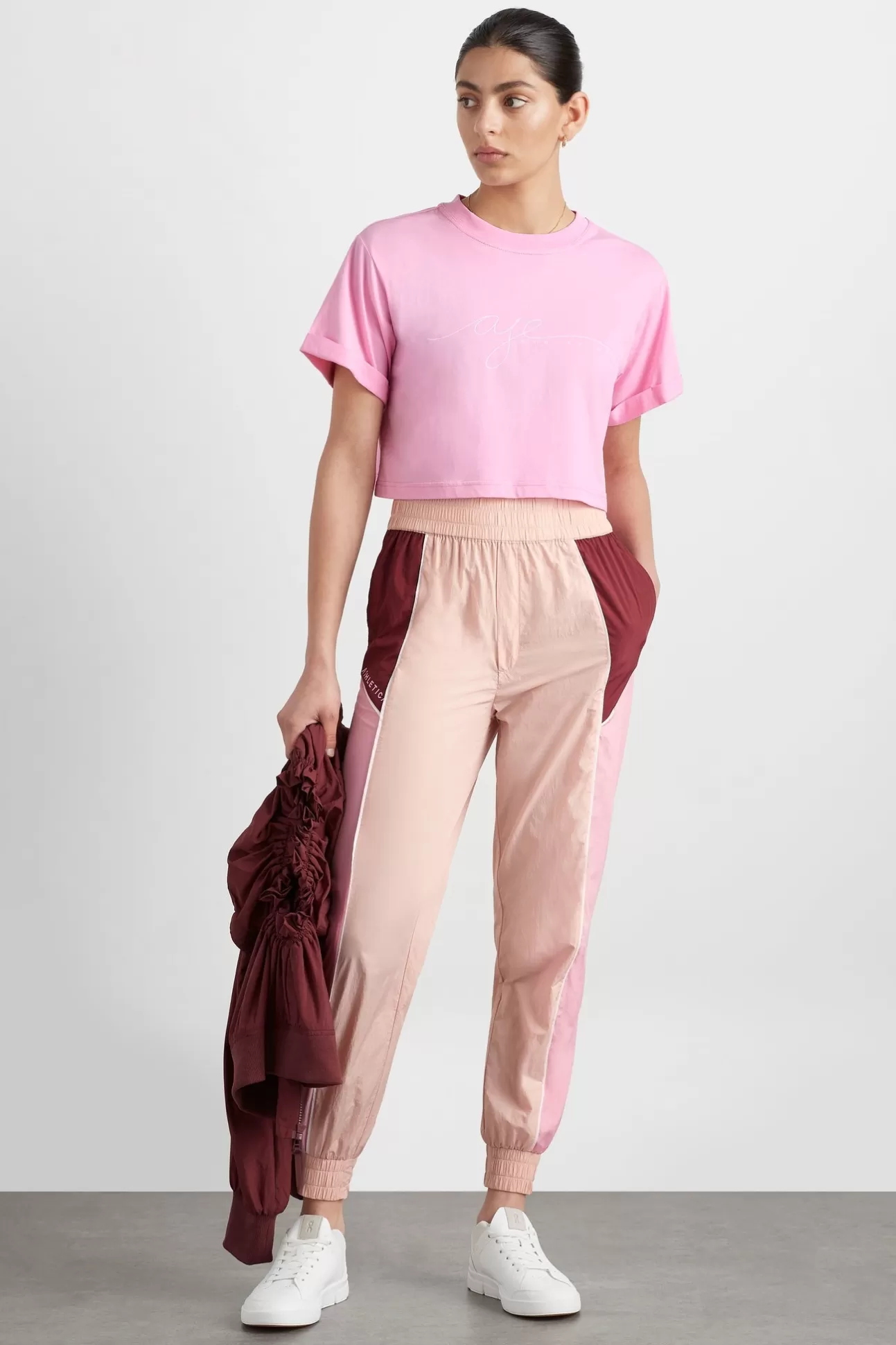 Aje ATHLETICA Panelled Spray Trackpants 510 Blush/Multi Clearance