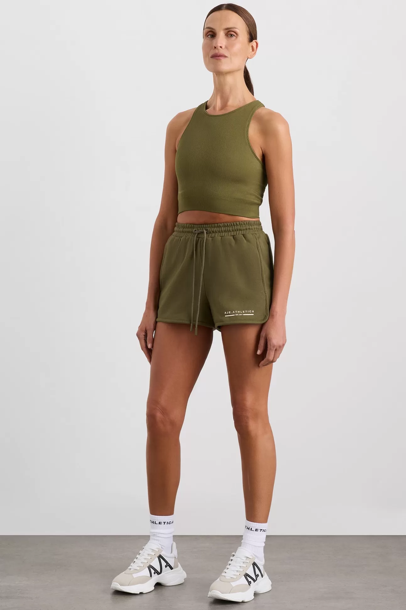 Aje ATHLETICA Panelled Terry Short 616 Deep Khaki Online