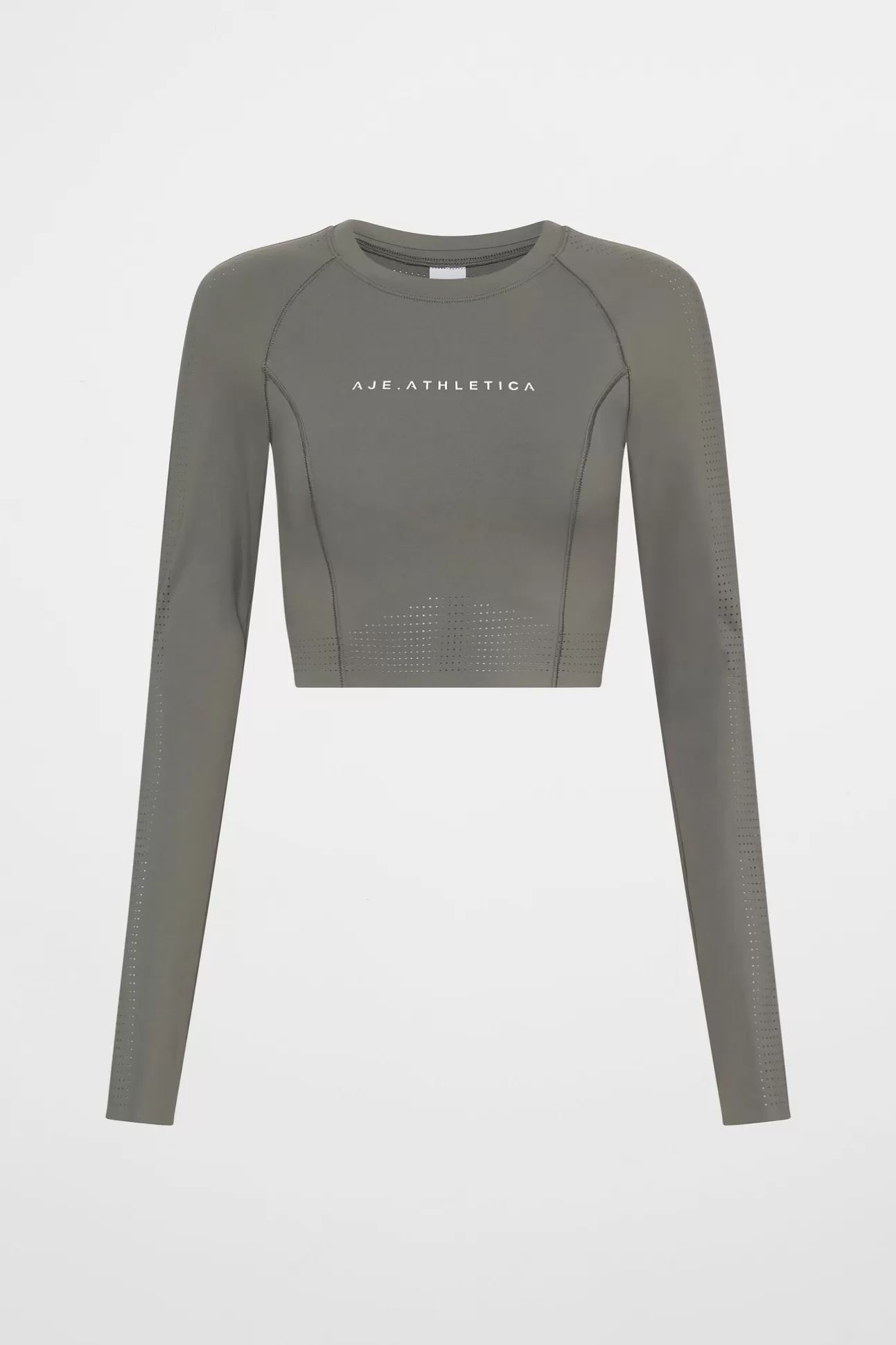 Aje ATHLETICA Perforated Long Sleeve Crop Top 340 Midnight Grey/Reflective Best