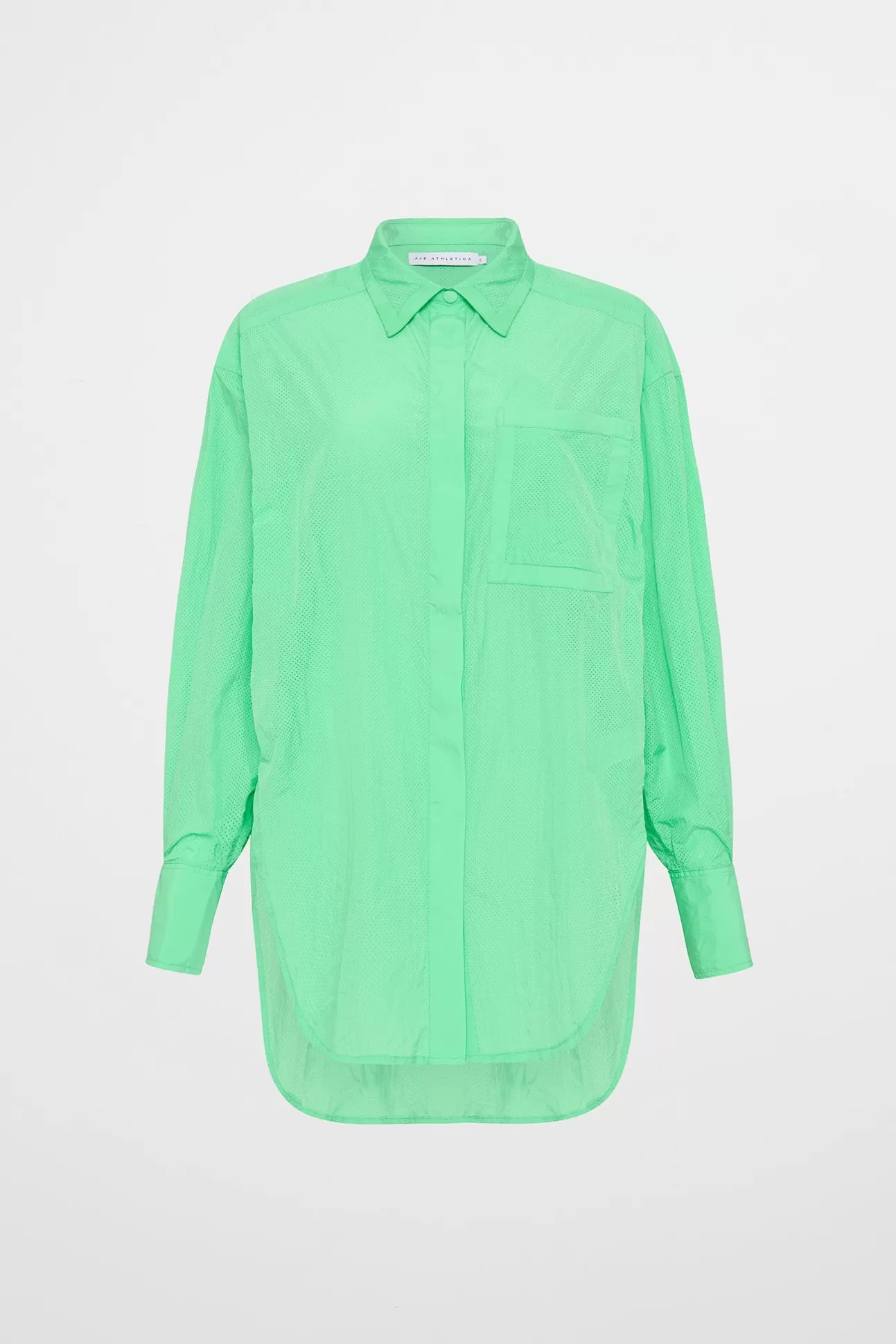 Aje ATHLETICA Perforated Longline Shirt 406 Marine Green New