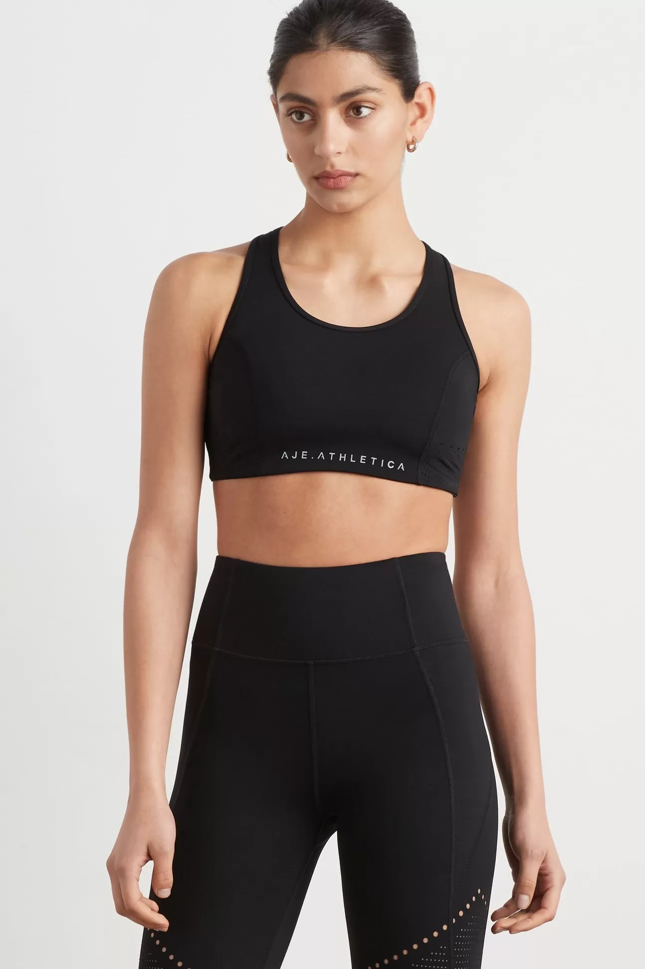 Aje ATHLETICA Perforated Racer Sports Bra 339 Black/Reflective Fashion