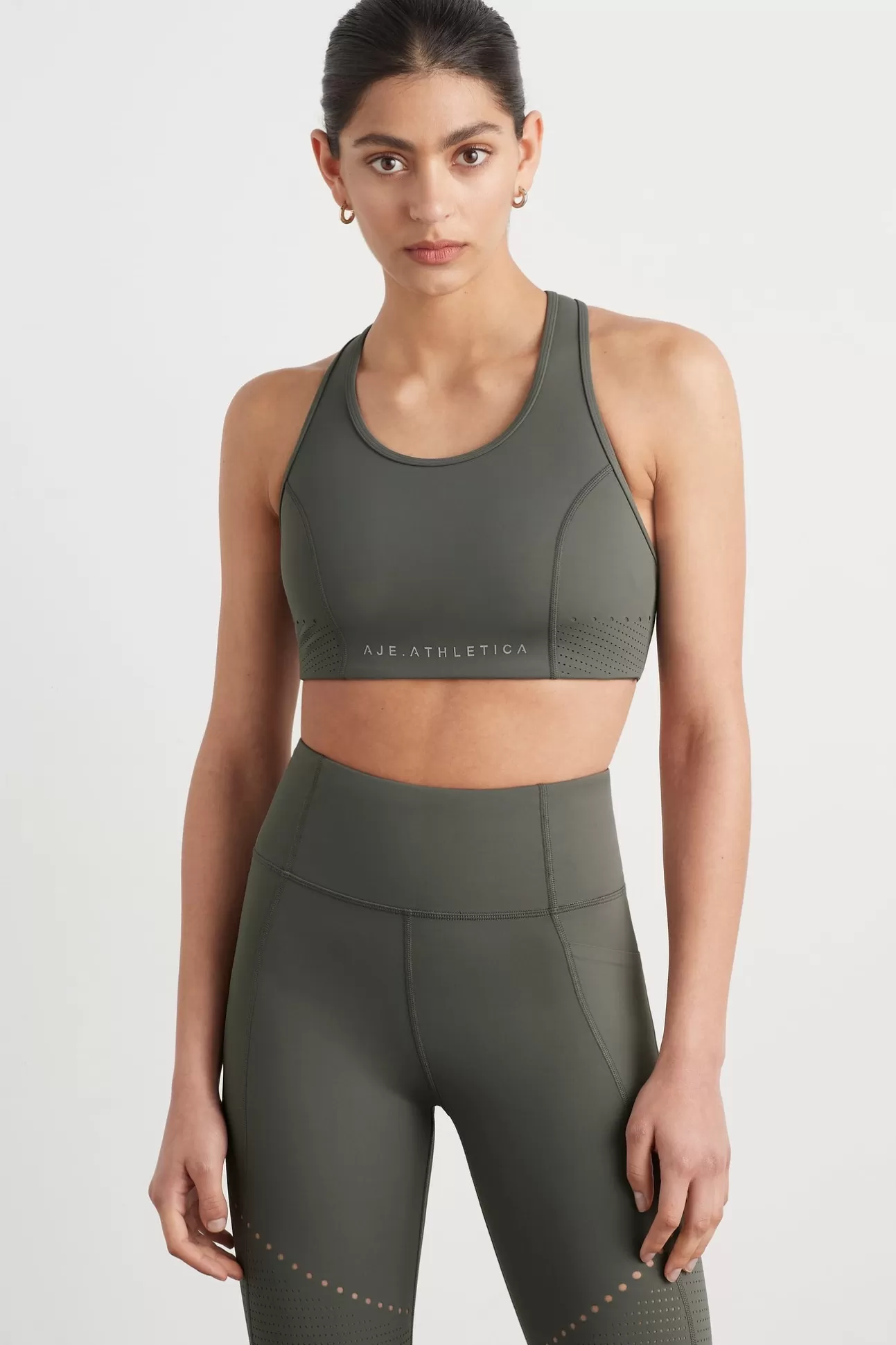 Aje ATHLETICA Perforated Racer Sports Bra 339 Midnight Grey/Reflective Shop