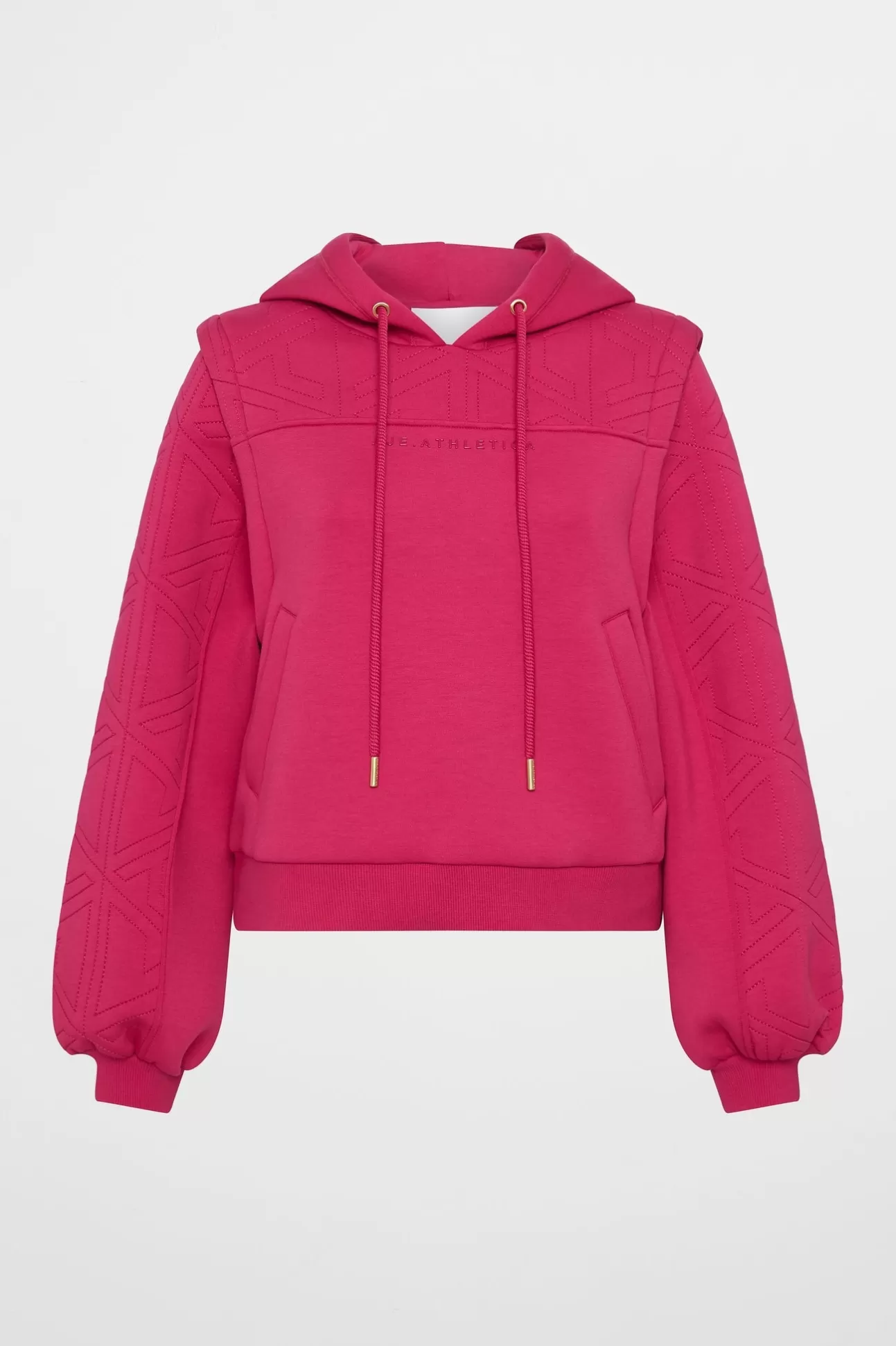 Aje ATHLETICA Quilted Logo Scuba Hoodie 418 Berry Clearance