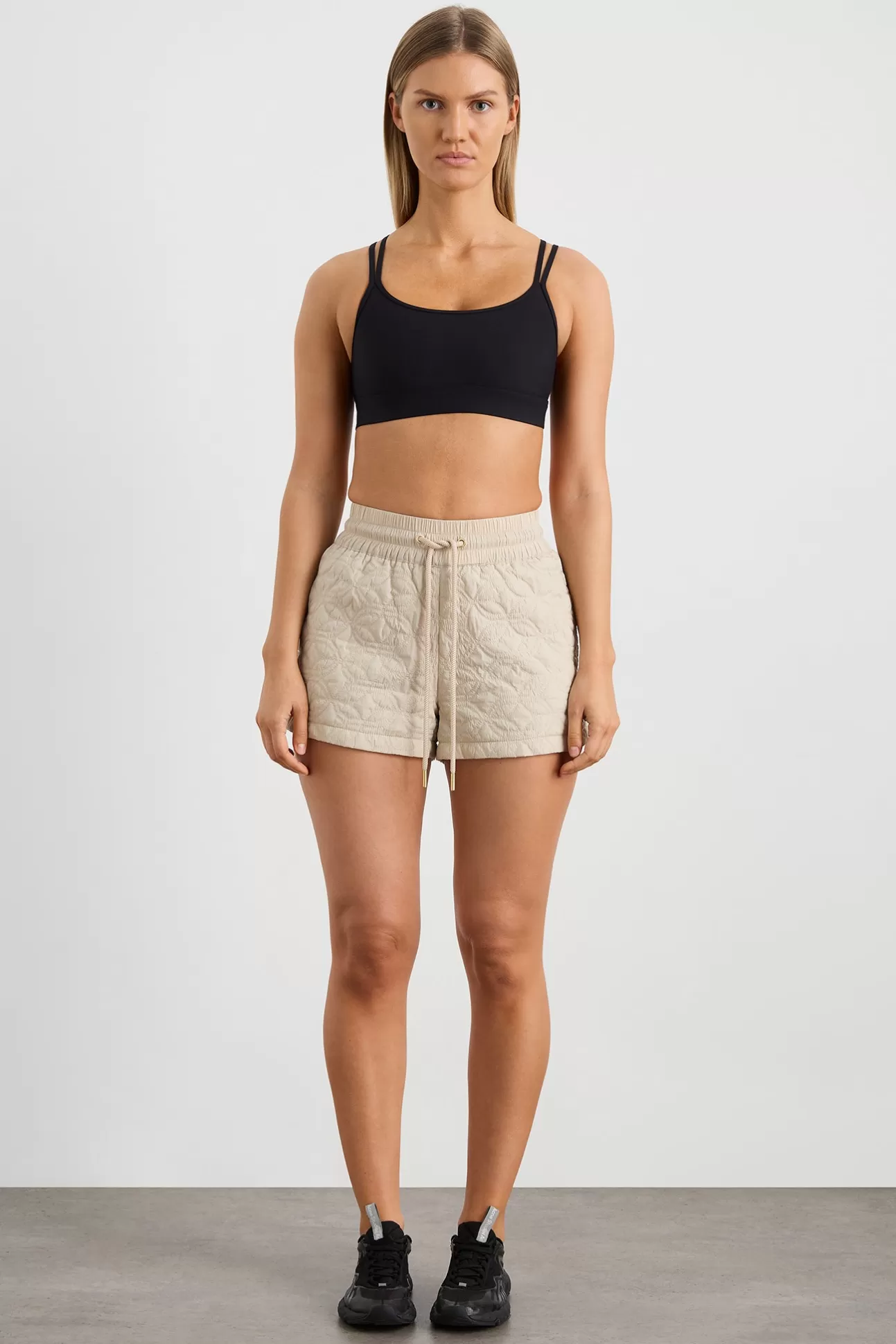 Aje ATHLETICA Quilted Panelled Shorts 623 Moonstone Grey Flash Sale