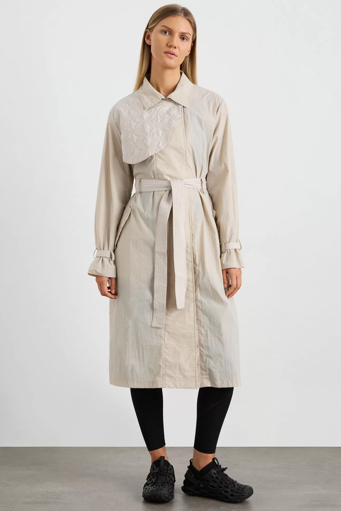 Aje ATHLETICA Quilted Storm Flap Trench 703 Moonstone Grey Shop