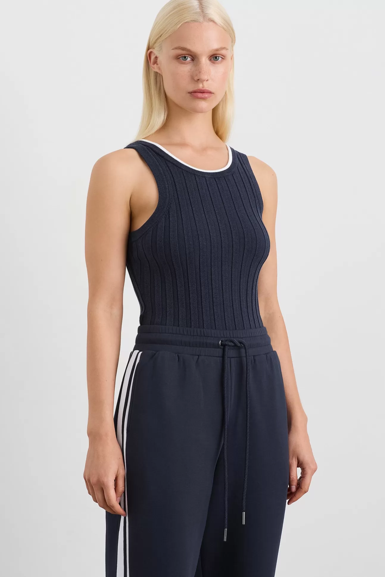 Aje ATHLETICA Racer Split Knit Top 107 Galaxy Blue Best