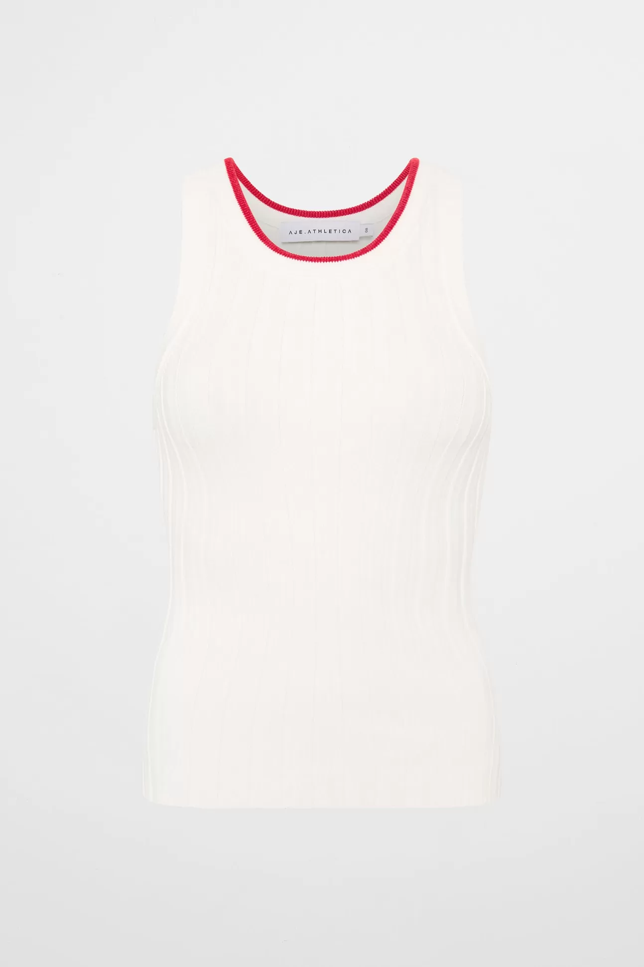 Aje ATHLETICA Racer Split Knit Top 107 White / Passionate Red Clearance