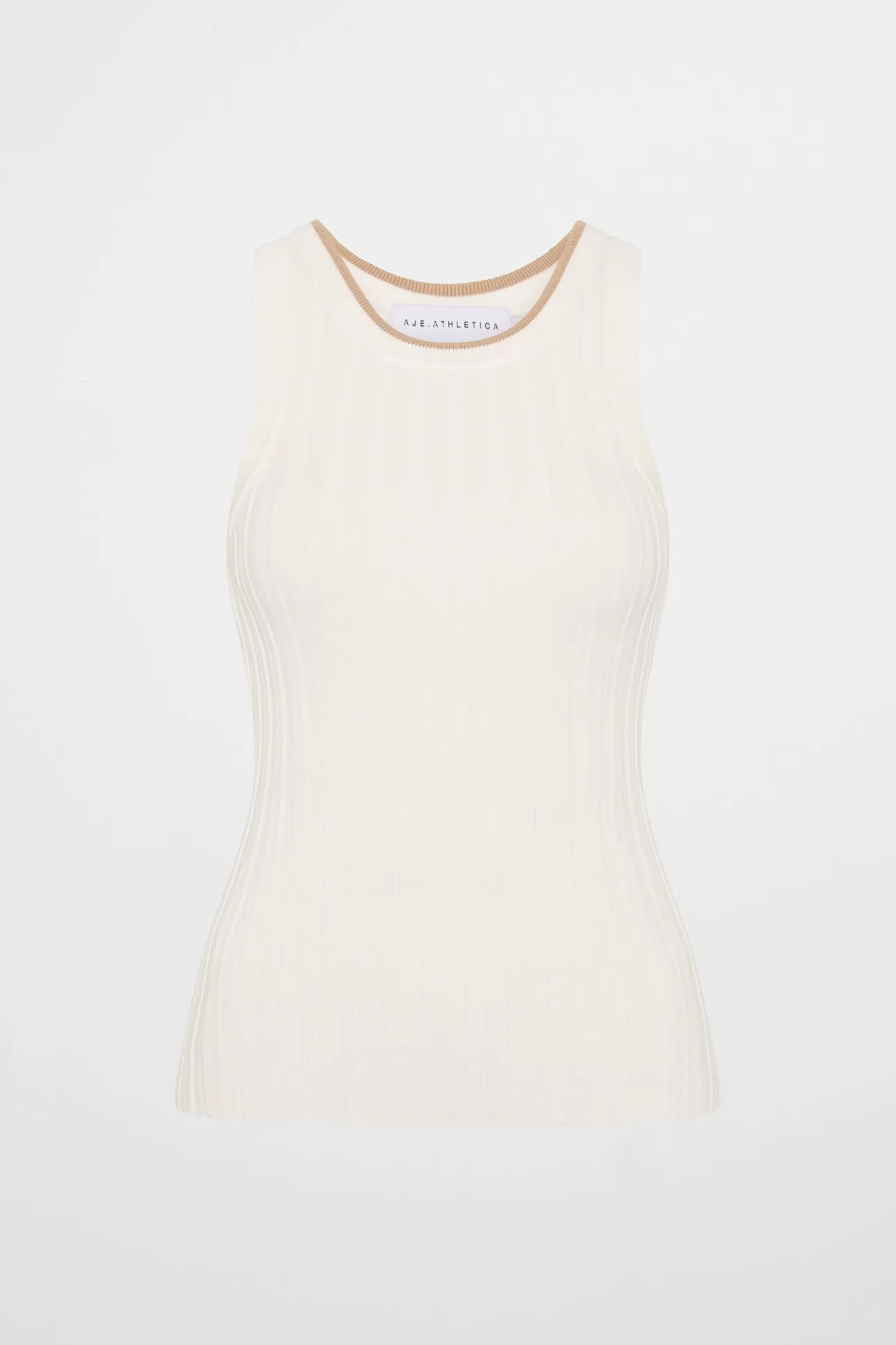 Aje ATHLETICA Racer Split Knit Top 107 White/Natural Tan Best