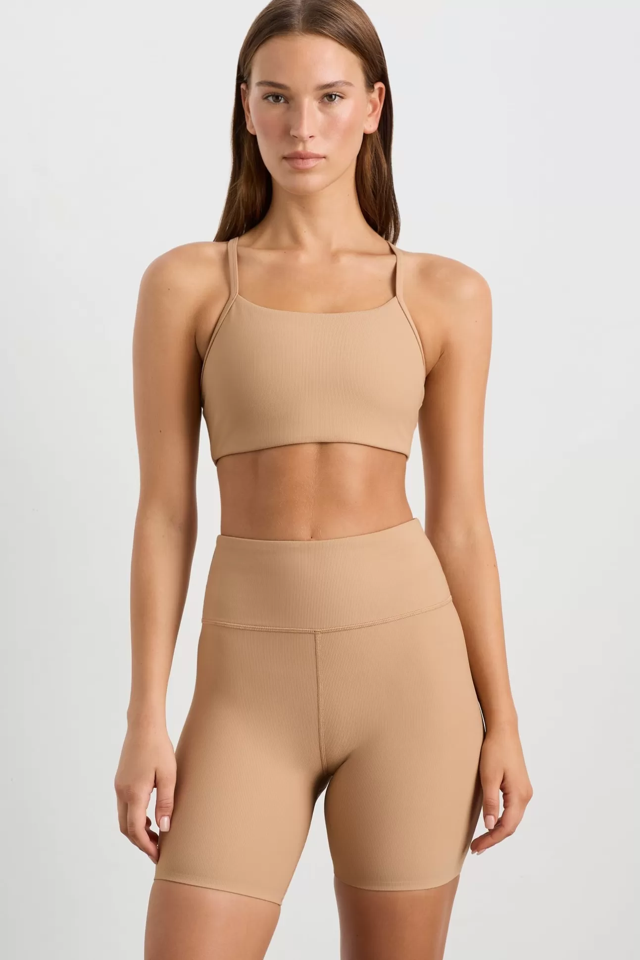 Aje ATHLETICA Ribbed Active Sports Bra 149 Natural Tan Discount