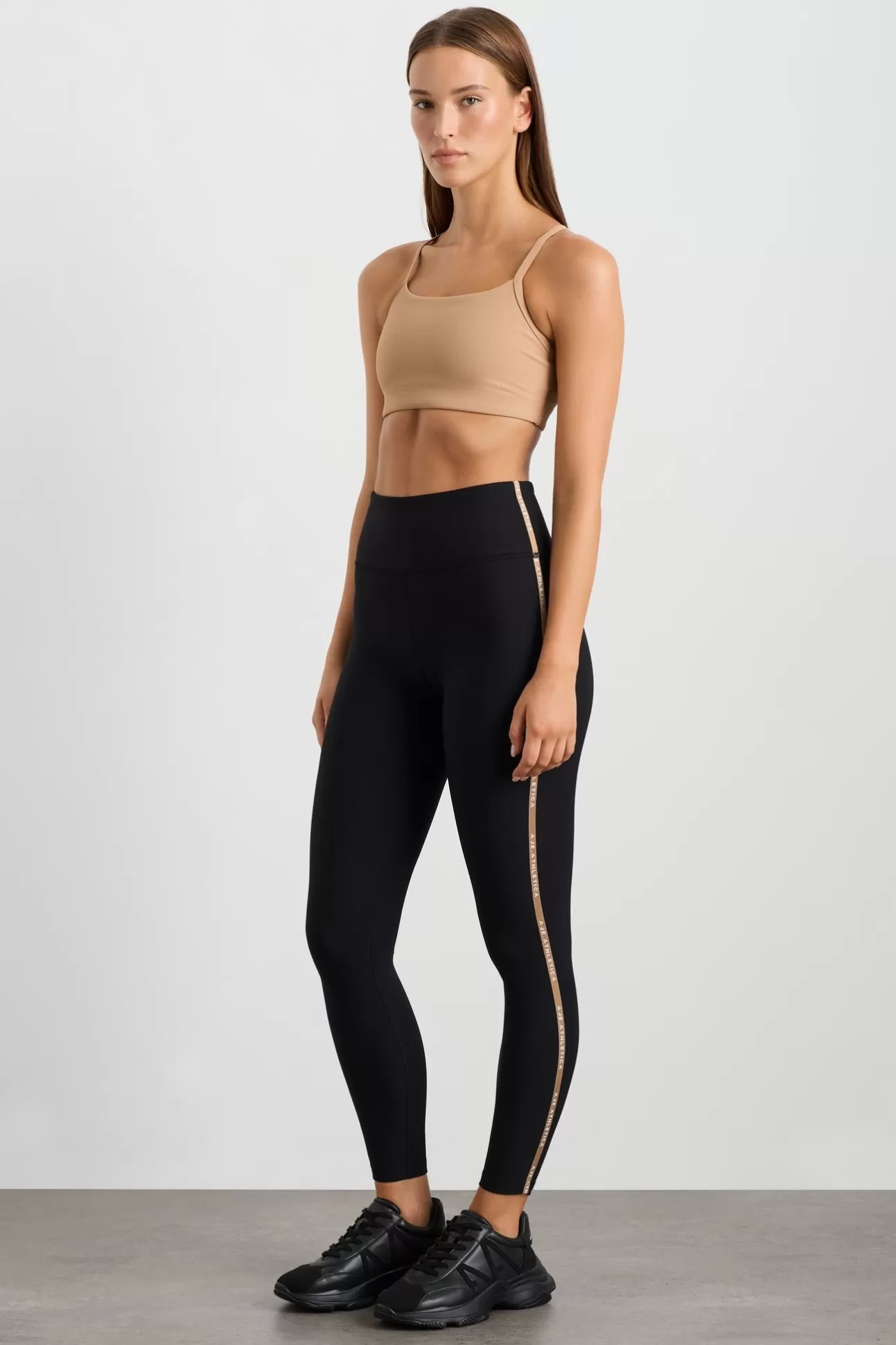 Aje ATHLETICA Ribbed Logo Ankle Length Legging 203 Black/Natural Tan Cheap