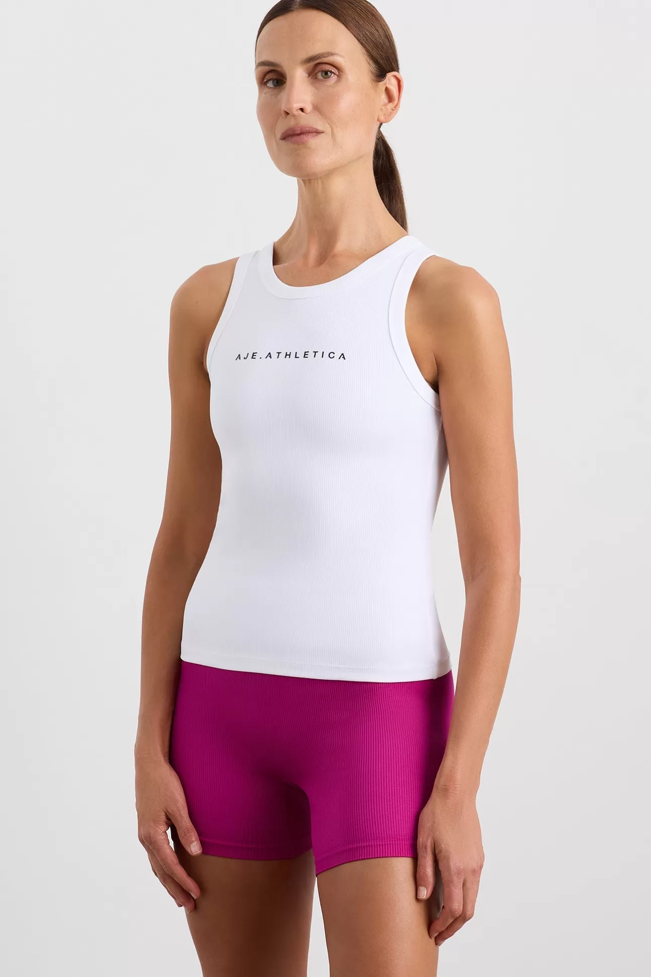 Aje ATHLETICA Ribbed Racer Singlet 810 White Sale