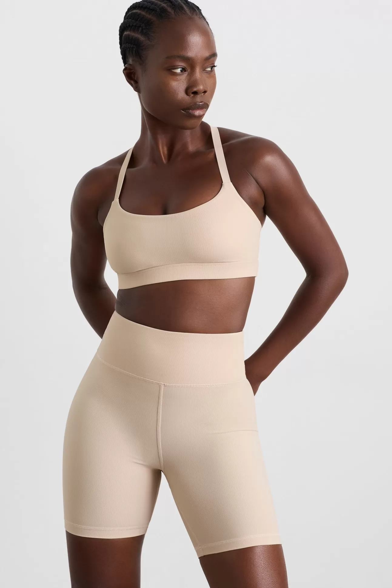 Aje ATHLETICA Ribbed Sports Bra 376 Latte Beige Fashion