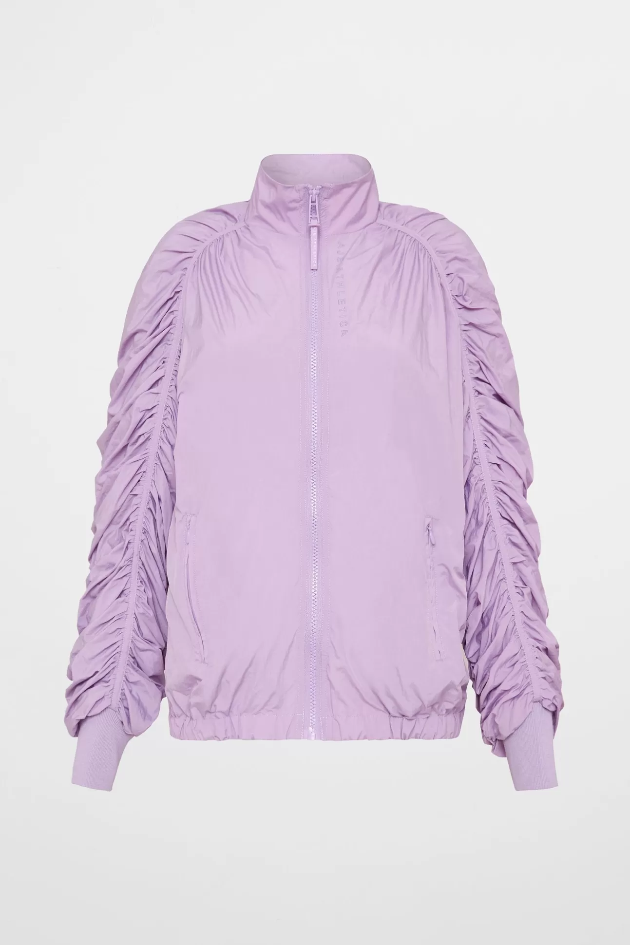 Aje ATHLETICA Ruched Hood Spray Jacket 736 Lavender New