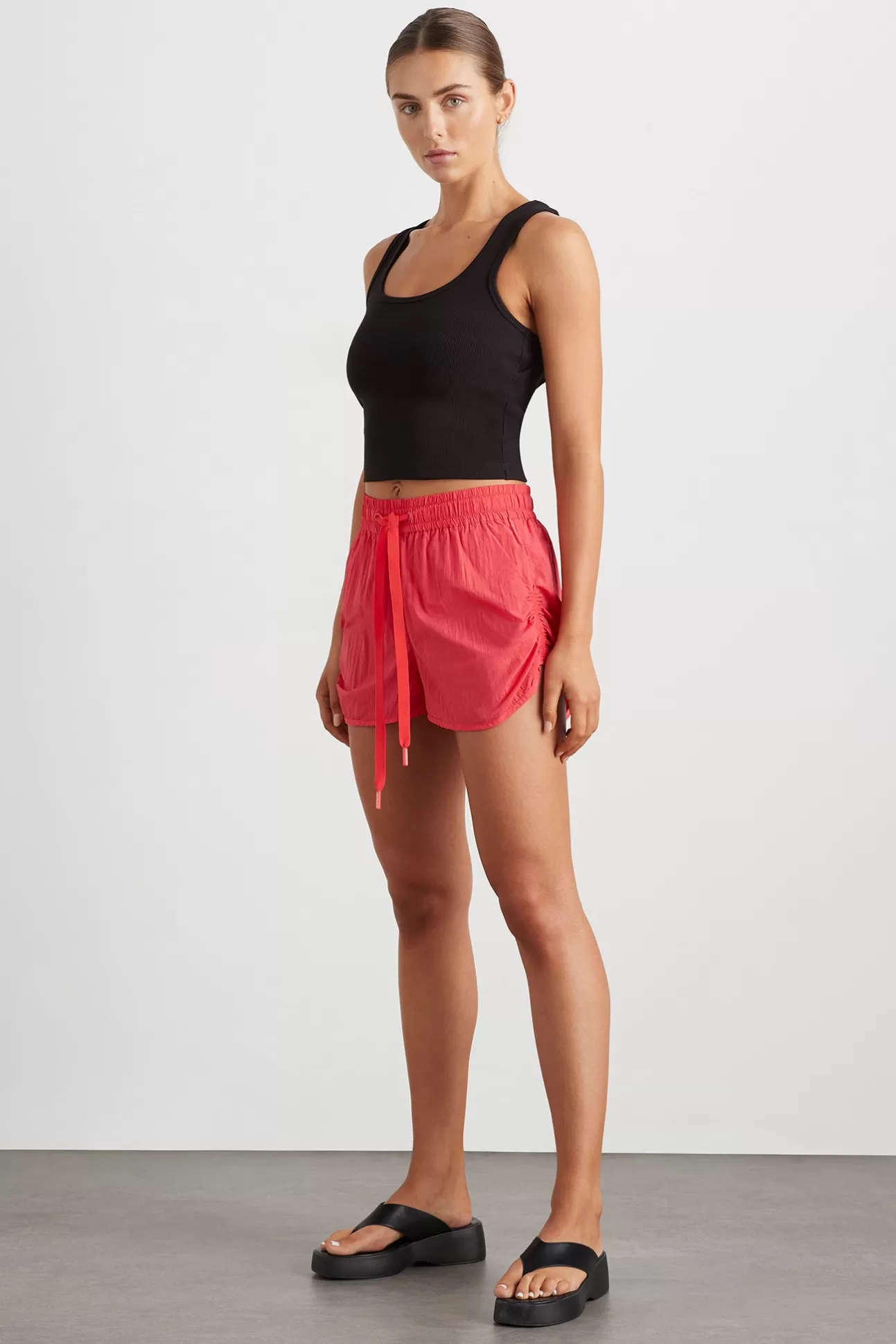 Aje ATHLETICA Ruched Running Short 602 Watermelon Pink Best Sale