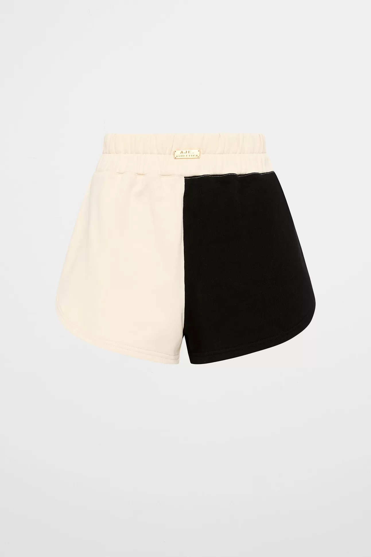 Aje ATHLETICA Scrunch Terry Shorts 613 Limestone Beige Black New