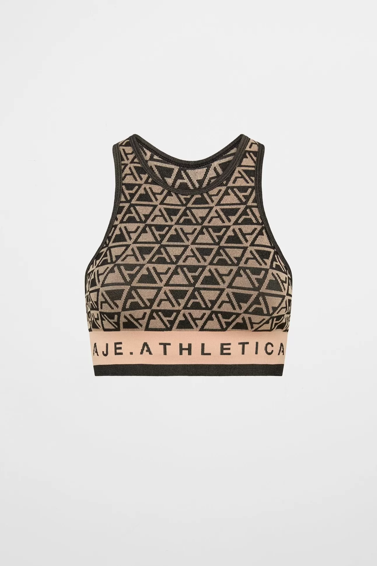 Aje ATHLETICA Seamless Crop Top 331 Geo Print/Beige New