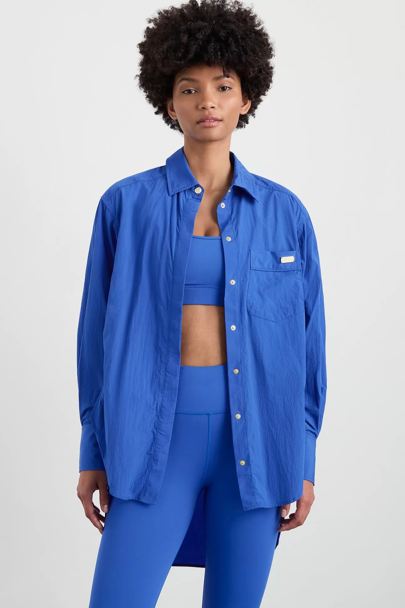 Aje ATHLETICA Side Split Windbreaker Shirt 406 Cobalt Blue Hot