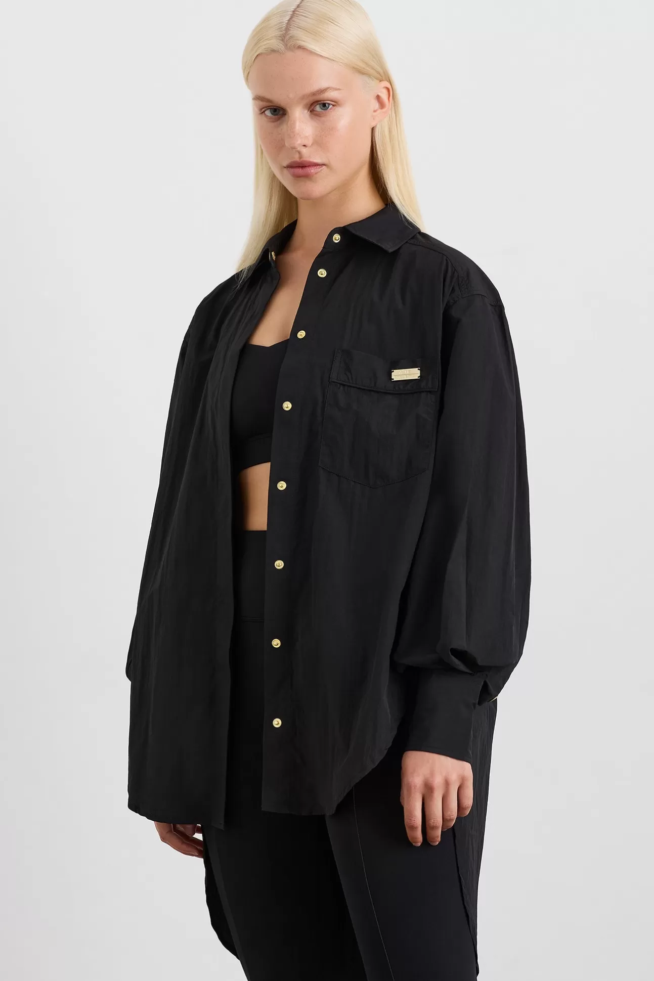 Aje ATHLETICA Side Split Windbreaker Shirt 406 Black Sale