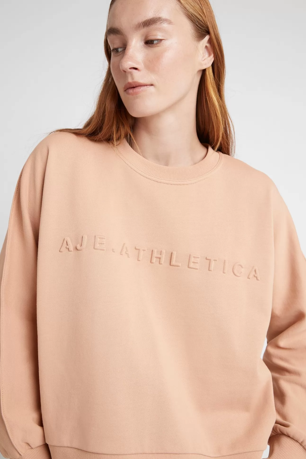 Aje ATHLETICA Signature Embossed Logo Crew Jumper 401 Sand Online