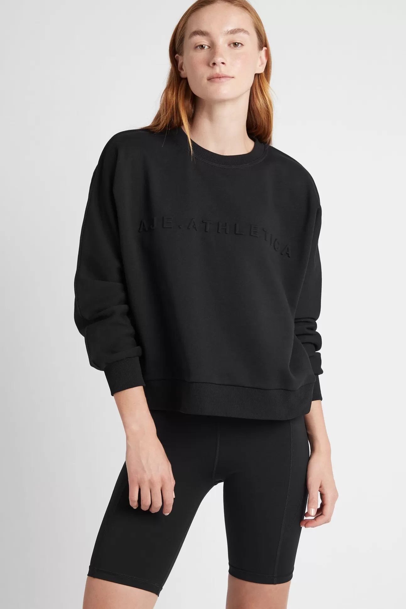 Aje ATHLETICA Signature Embossed Logo Crew Jumper 401 Black Hot