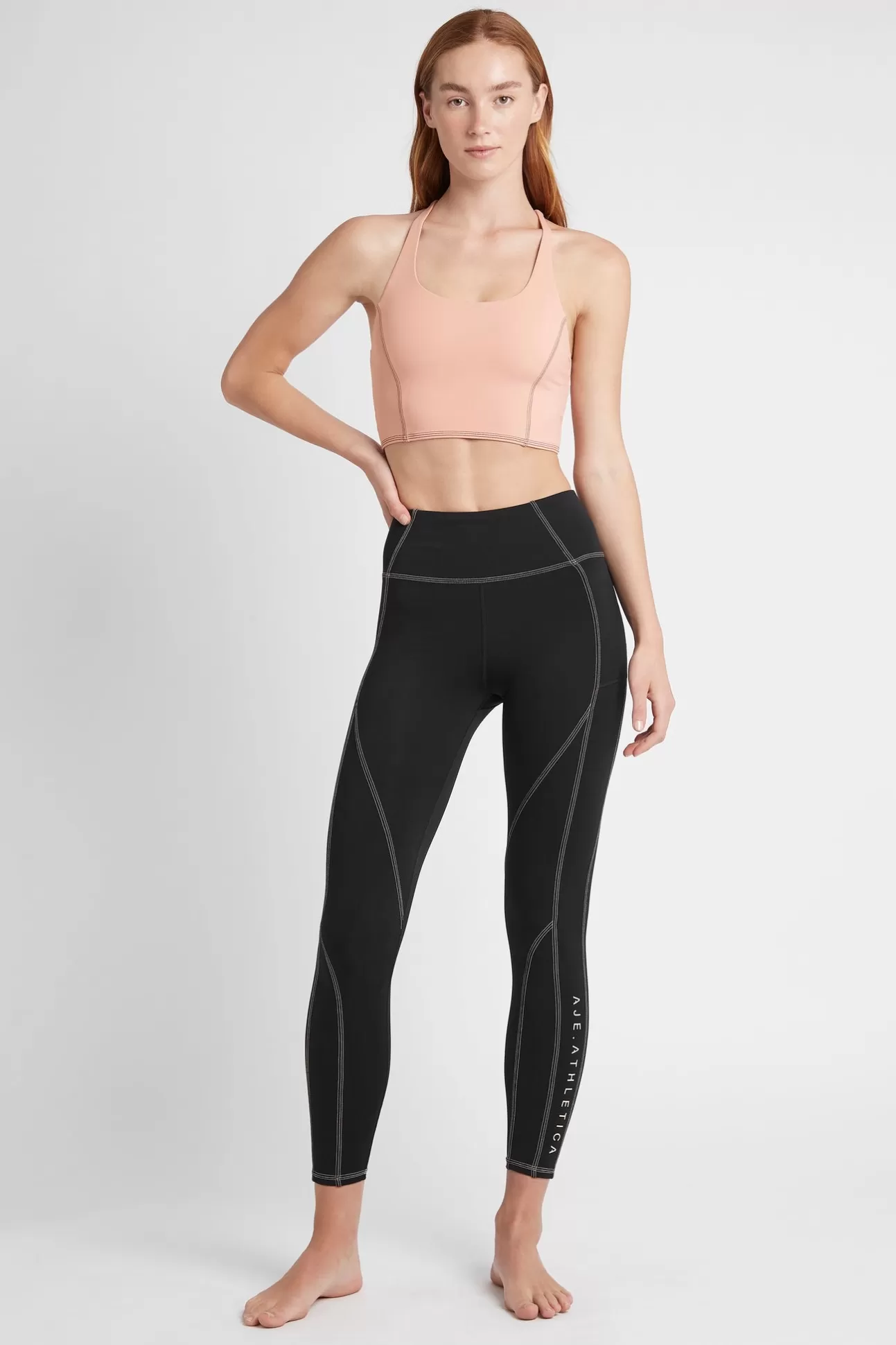 Aje ATHLETICA Signature Logo Full Length Legging 201 Black-Sand Flash Sale