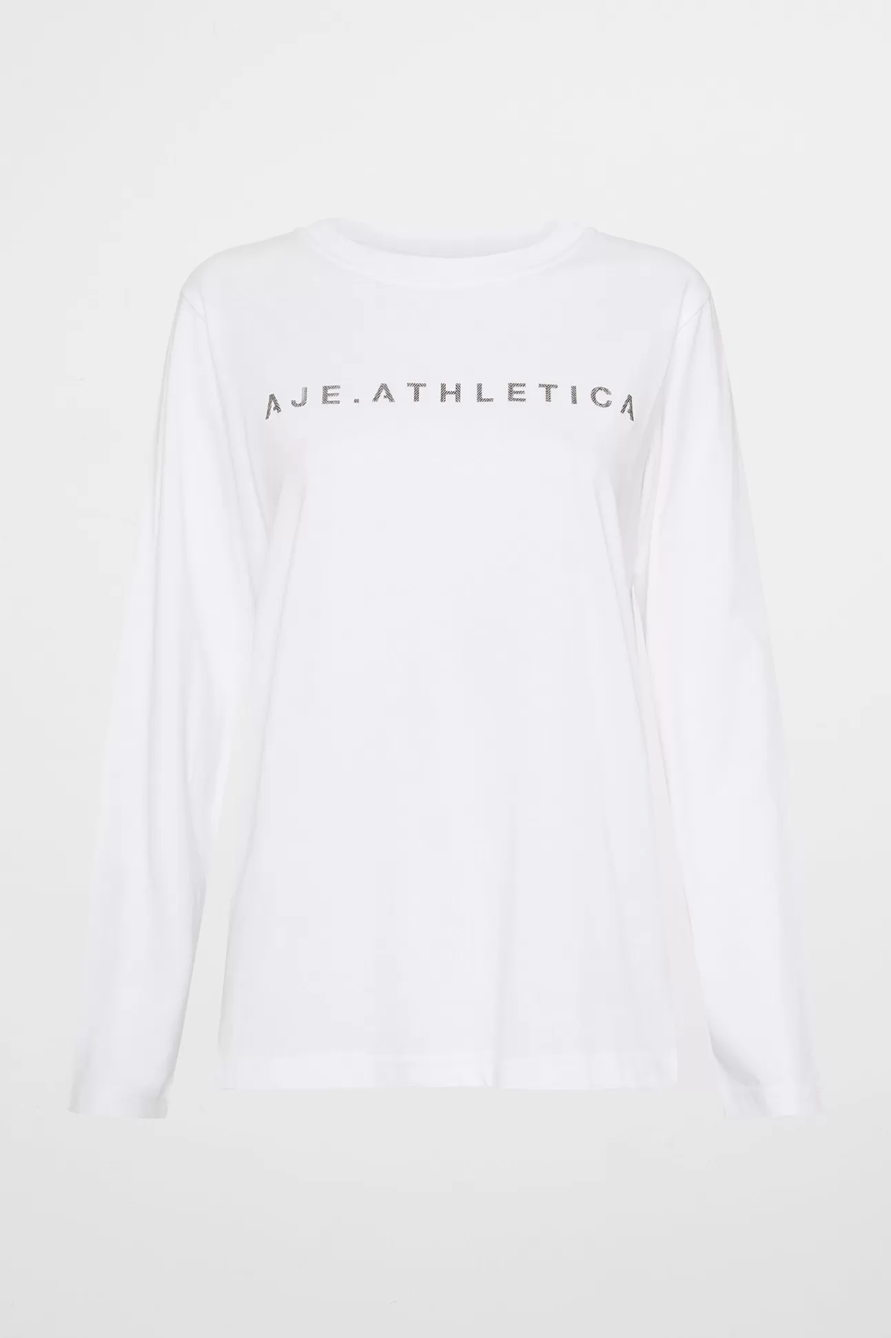 Aje ATHLETICA Signature Logo Long Sleeve T-Shirt 127 White/Herringbone Best Sale