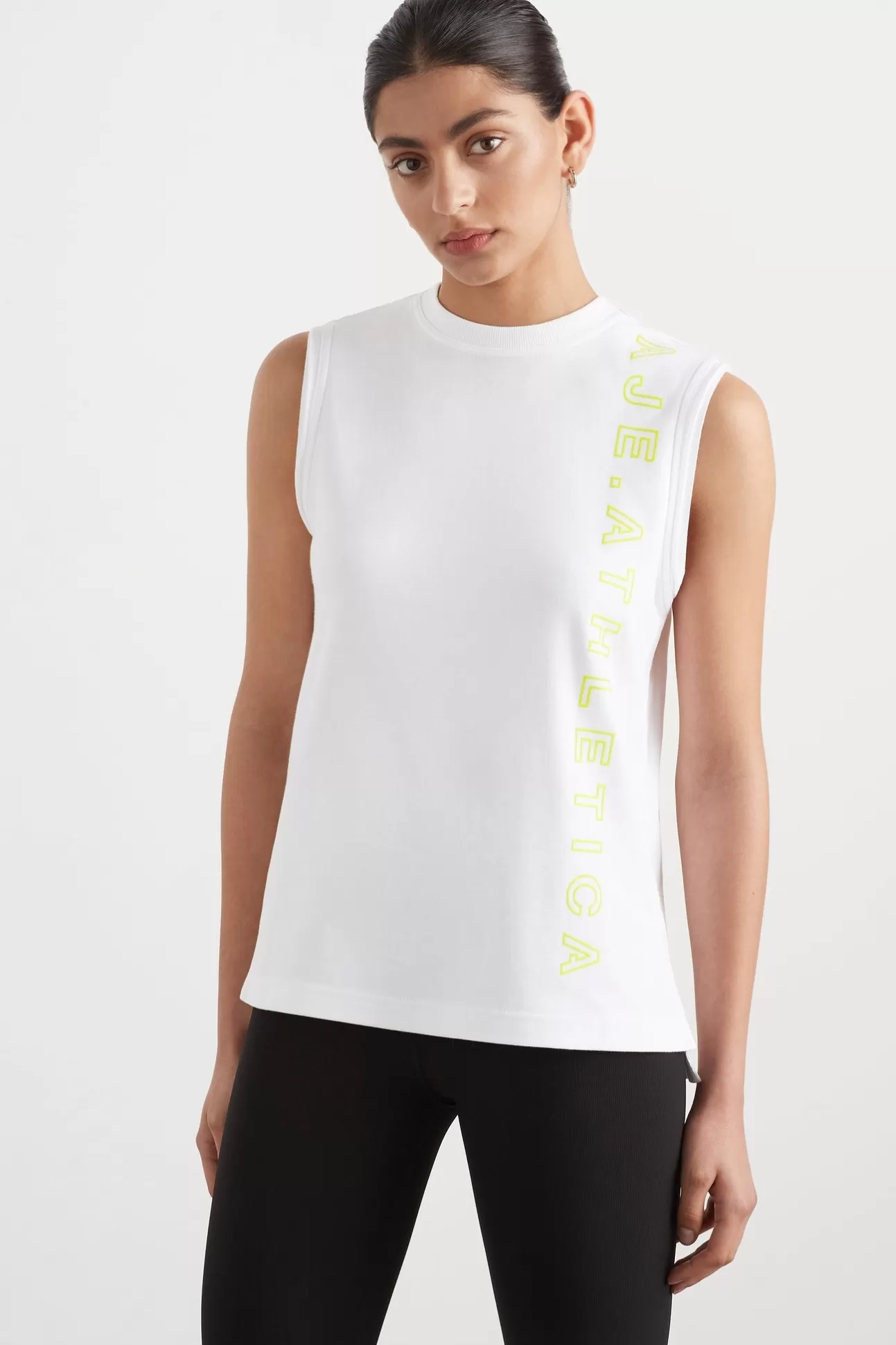 Aje ATHLETICA Signature Logo Tank 101 White/Citrus Yellow Online