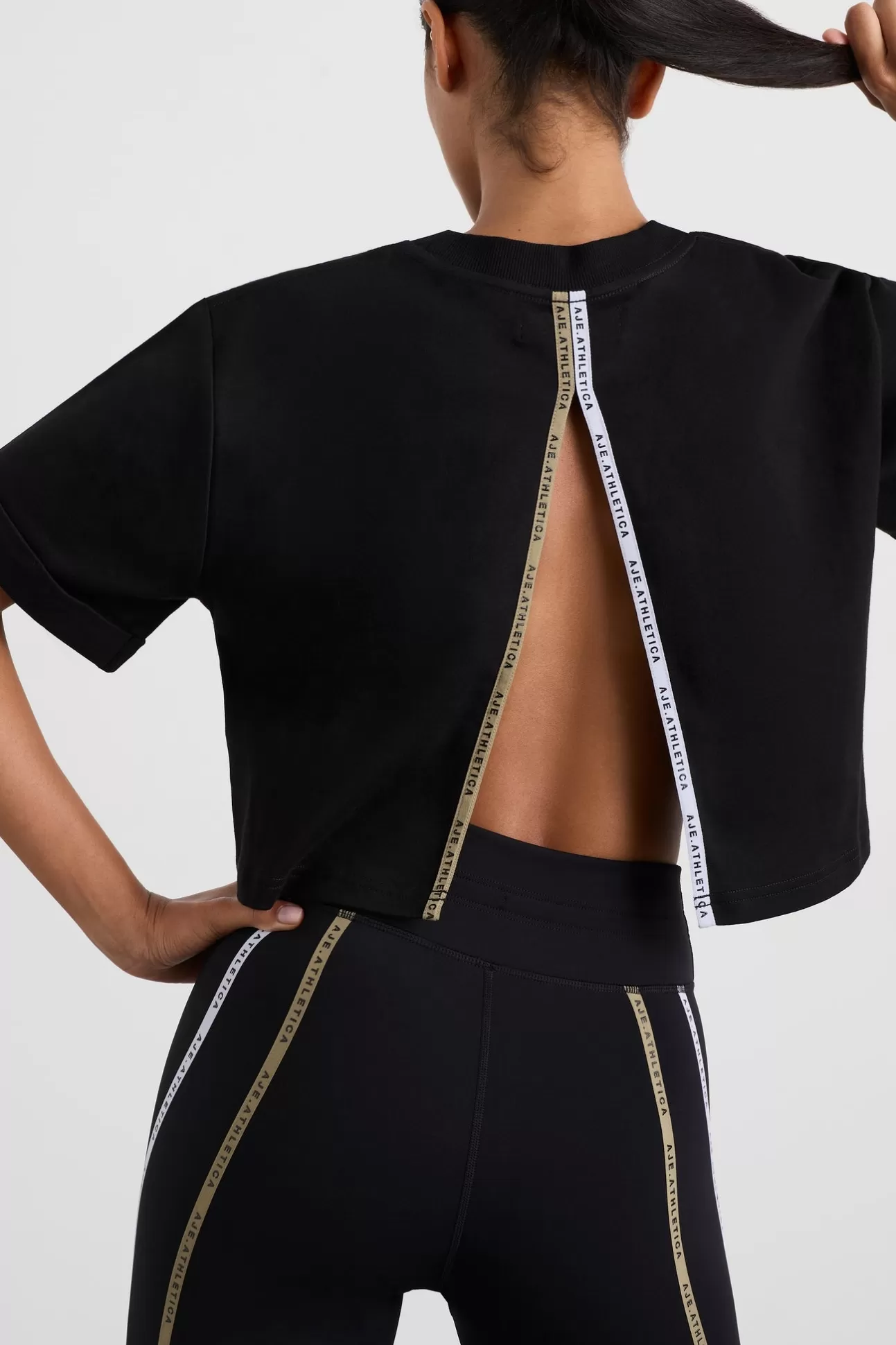 Aje ATHLETICA Split Back Crop Tee 114 Black/Multi Online