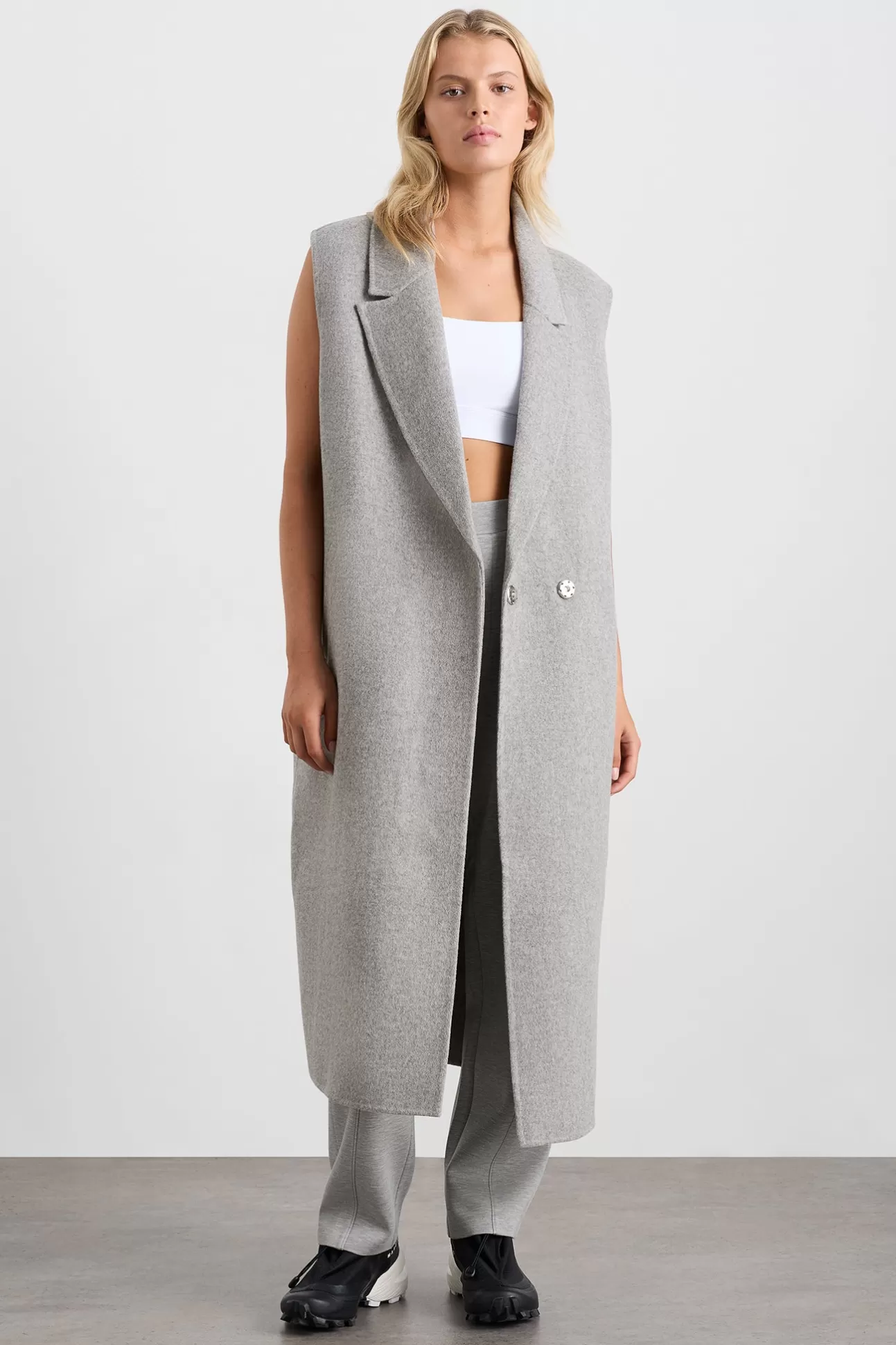 Aje ATHLETICA Split Back Sleeveless Coat 760 Grey Marle Store