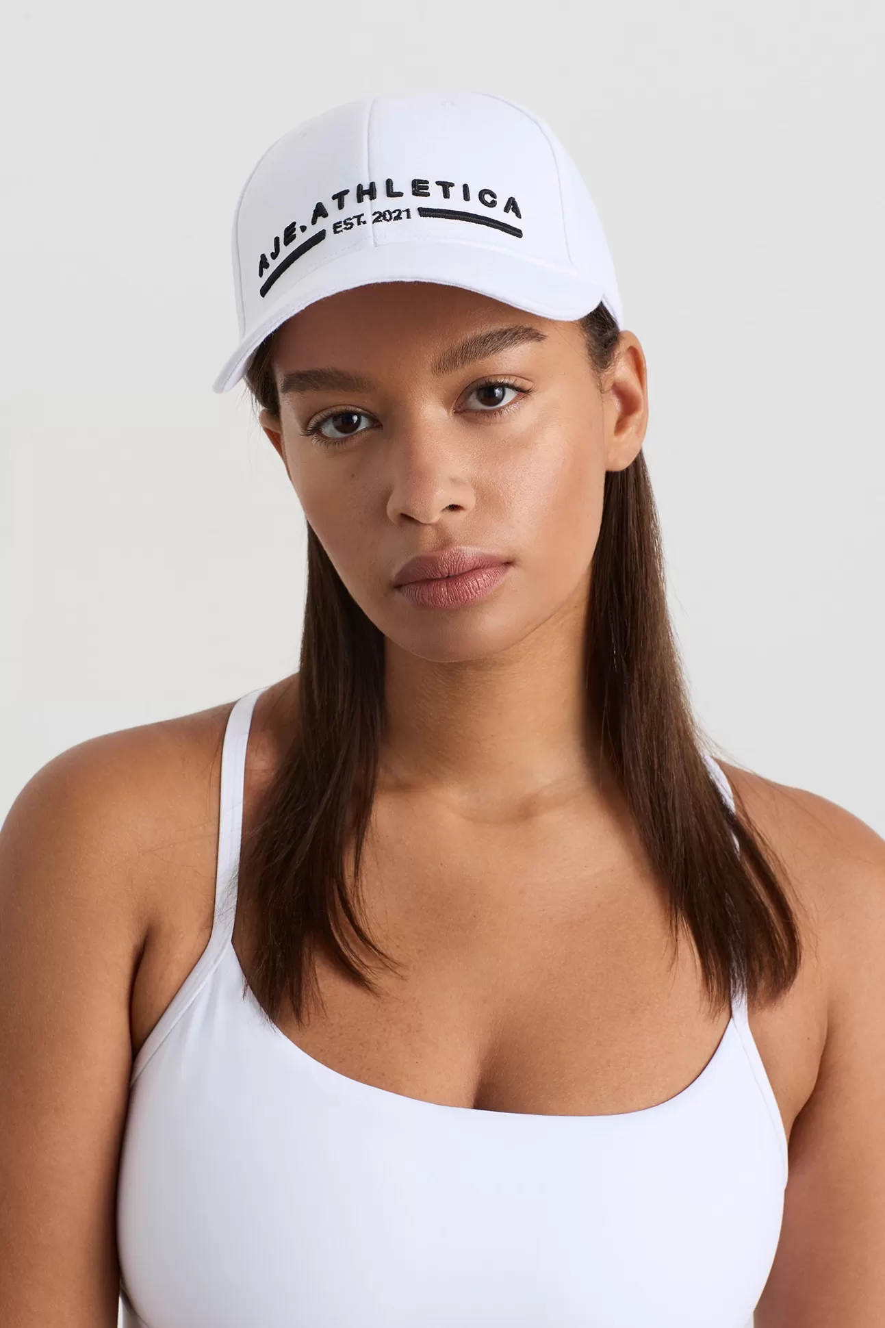 Aje ATHLETICA Stacked Logo Cap 901 White/Black Logo New