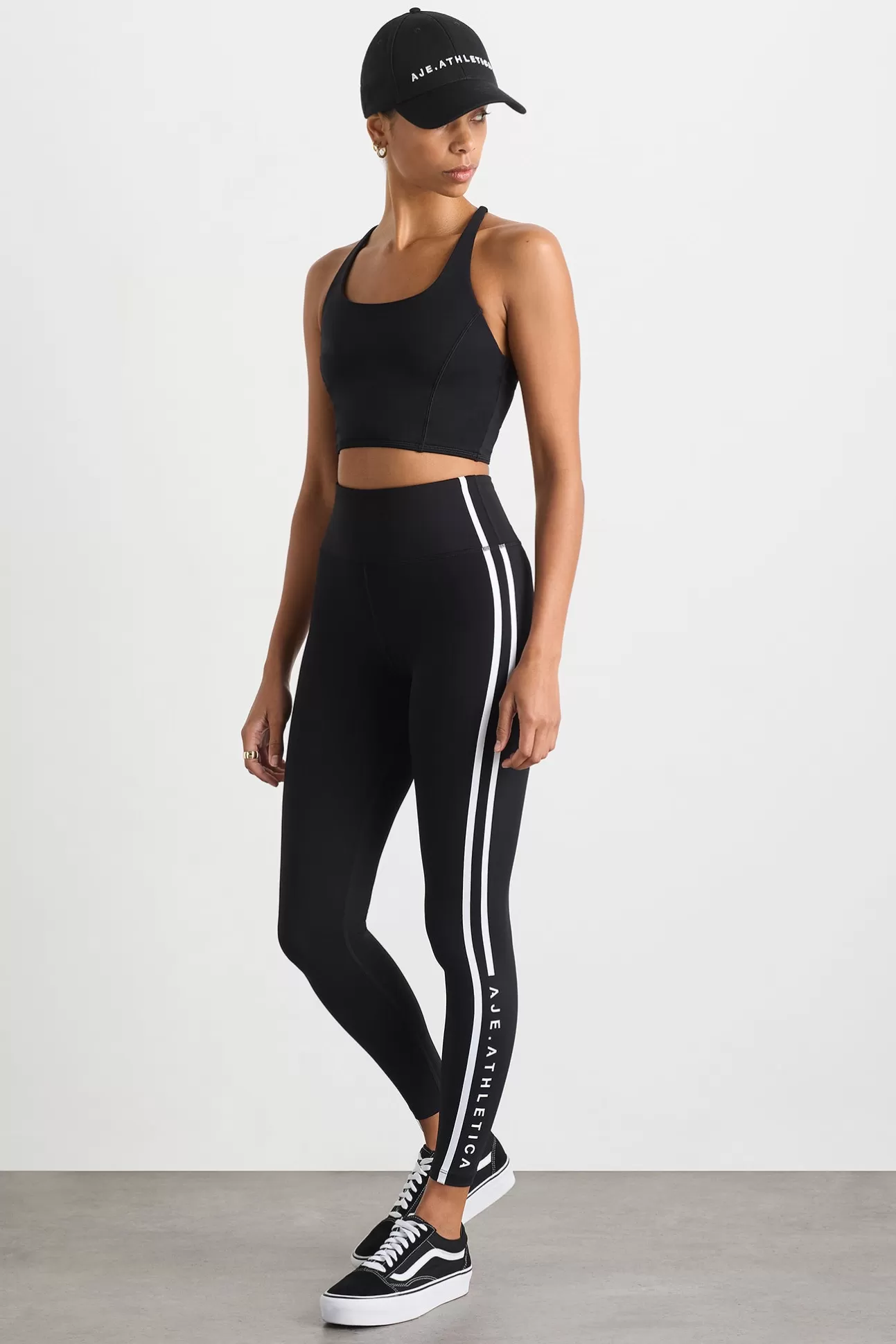 Aje ATHLETICA Stripe Full Length Legging 232 Black/White New