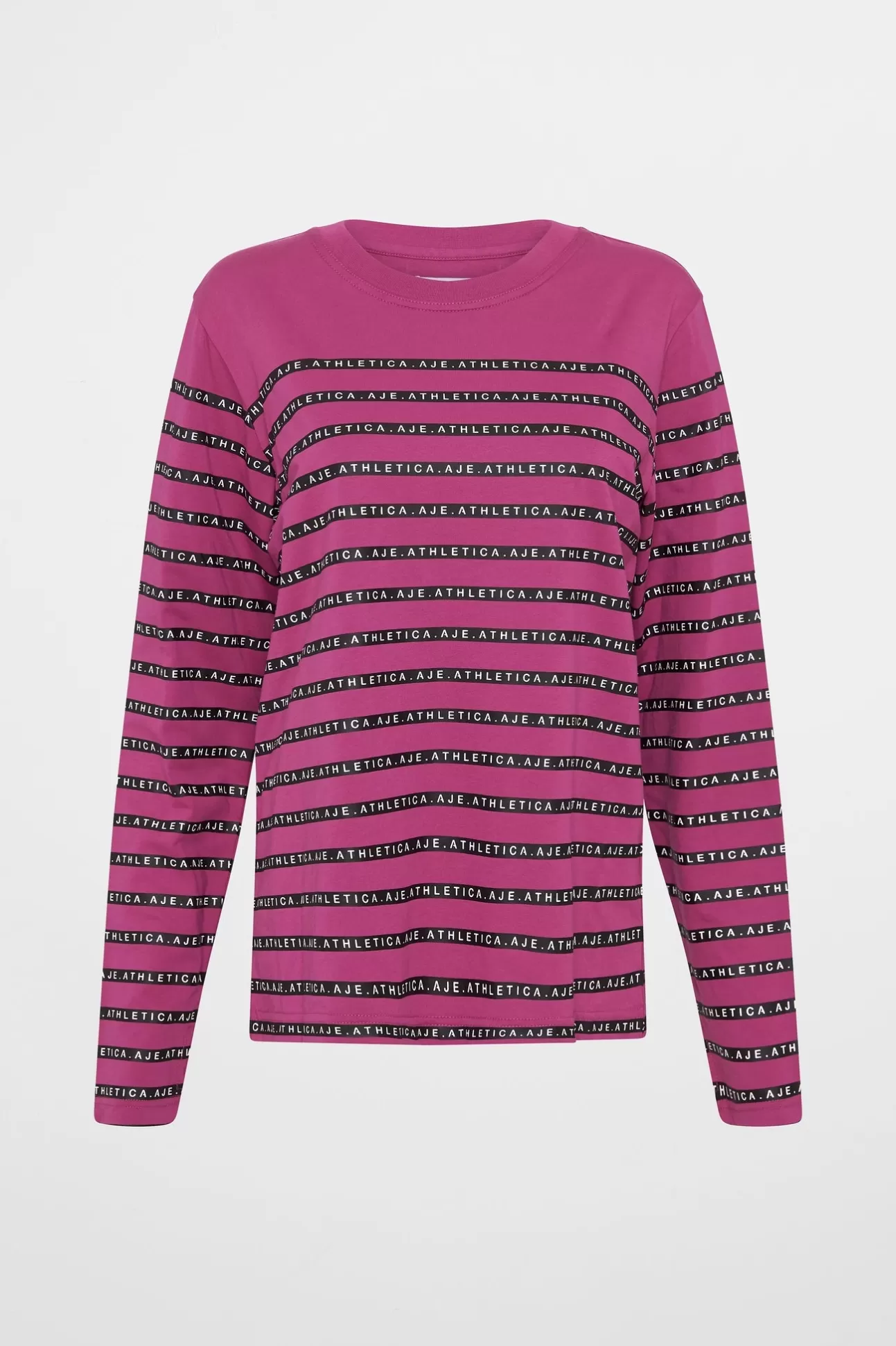 Aje ATHLETICA Stripe Logo Long Sleeve T-Shirt 127 Berry Stripe Fashion