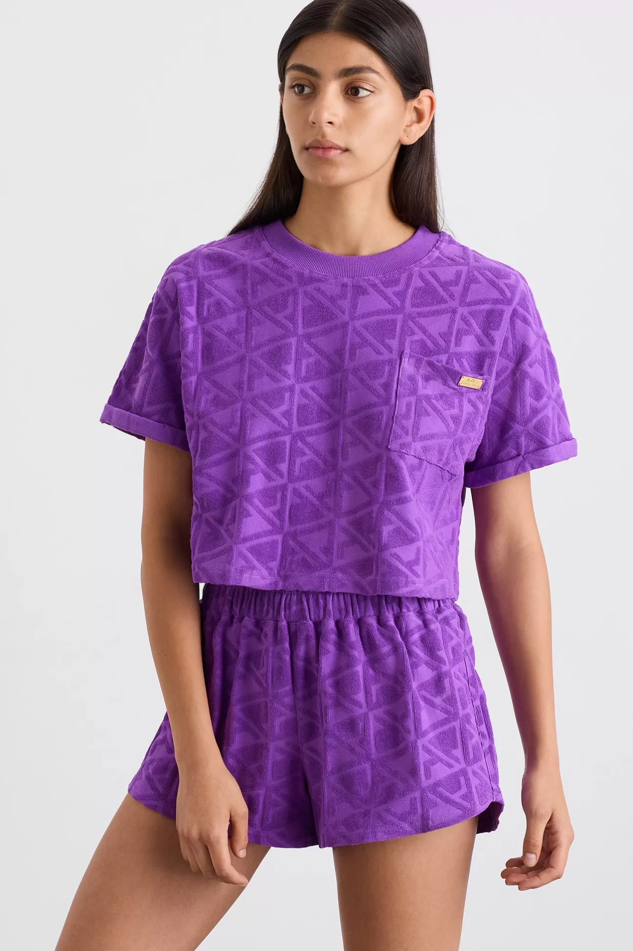 Aje ATHLETICA Terry Cropped Tee 416 Ultra Violet Hot