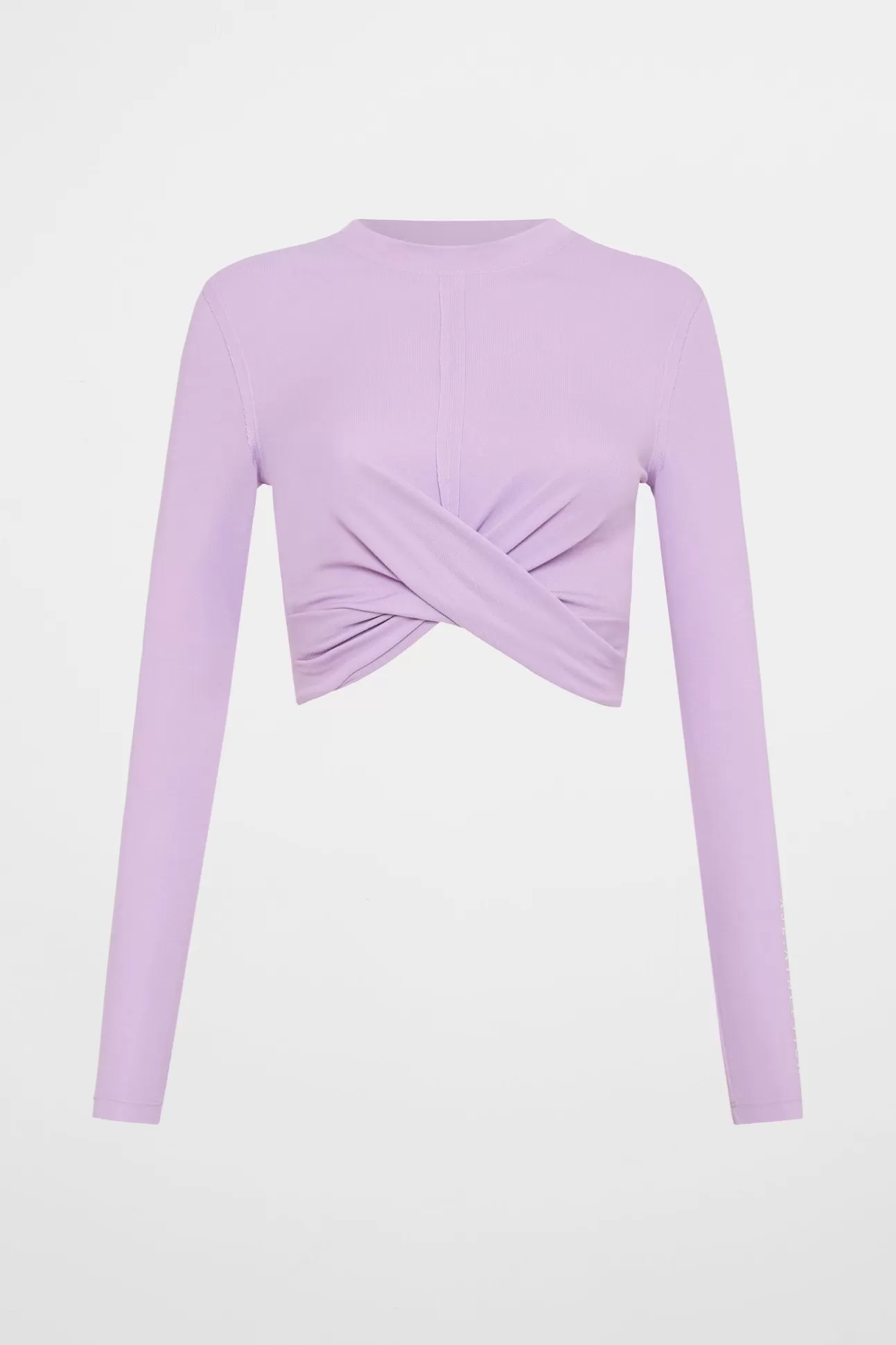 Aje ATHLETICA Twist Front Long Sleeve Crop Top 328 Lavender/White Clearance