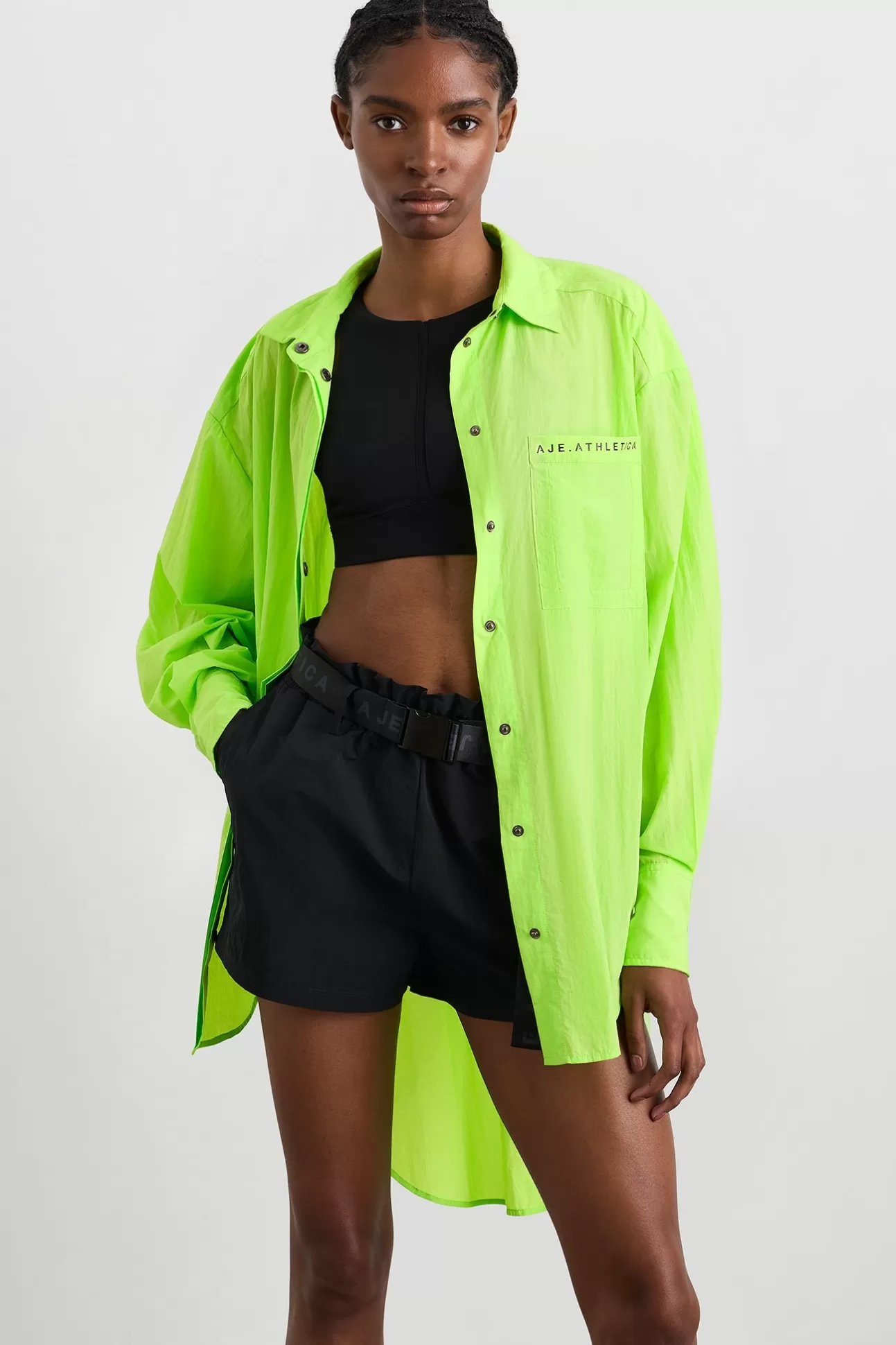 Aje ATHLETICA Windbreaker Shirt 406 Lime Green Fashion