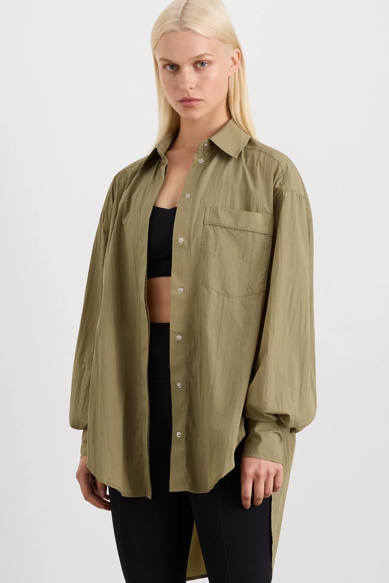 Aje ATHLETICA Windbreaker Shirt 406 Soft Khaki/Black Hot