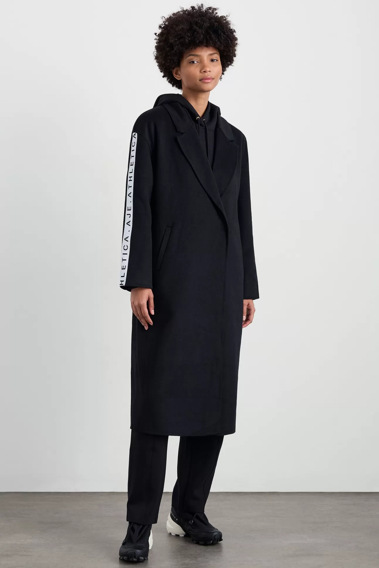 Aje ATHLETICA Wool Blend Long Line Coat 773 Black Shop