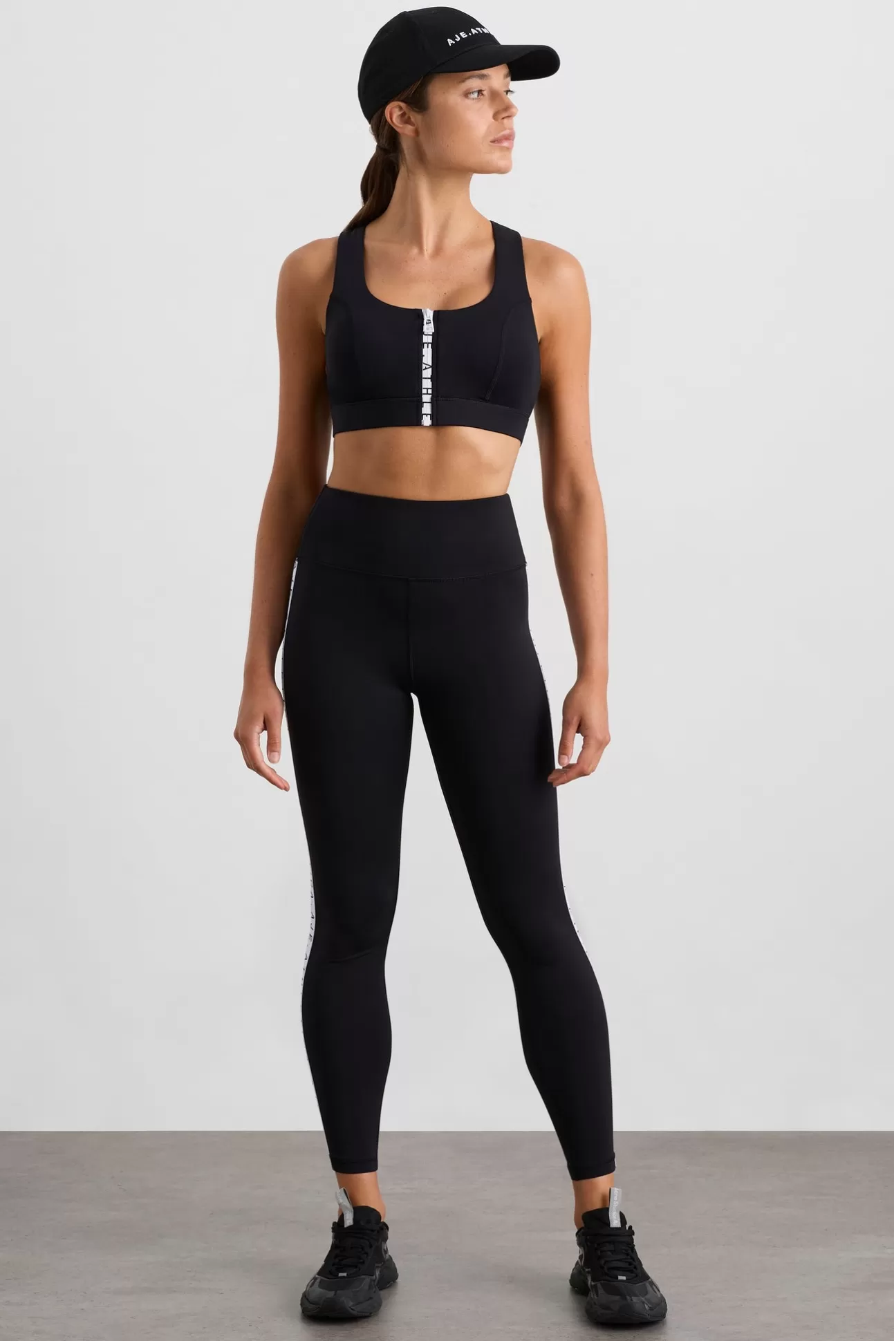 Aje ATHLETICA Zip Front Logo Mesh Bra 329 Black Online