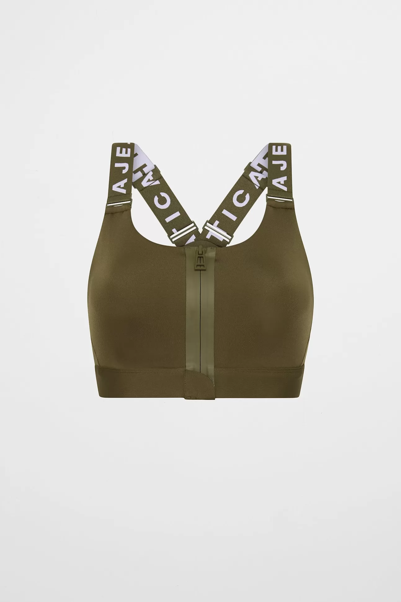 Aje ATHLETICA Zip Front Sports Bra 304 Deep Khaki Outlet