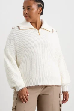 1/4 Zip Ribbed Knit Jumper 431