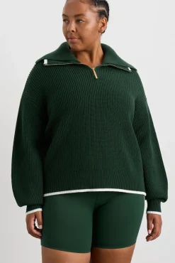 1/4 Zip Ribbed Knit Jumper 431