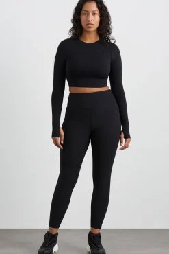 Contrast Long Sleeve Crop Top 389